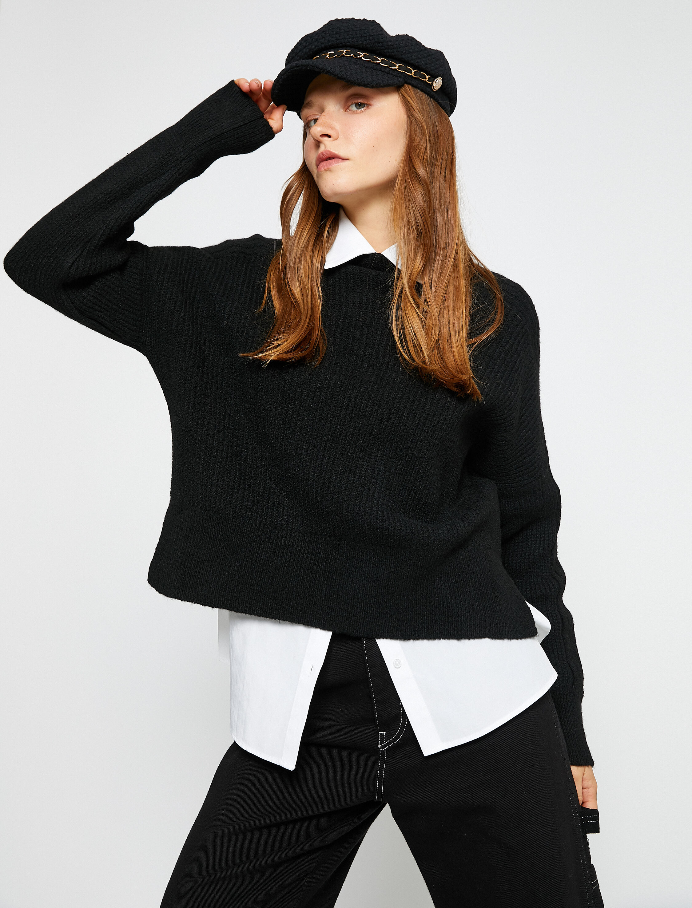   Dik Yaka Triko Kazak Uzun Kollu