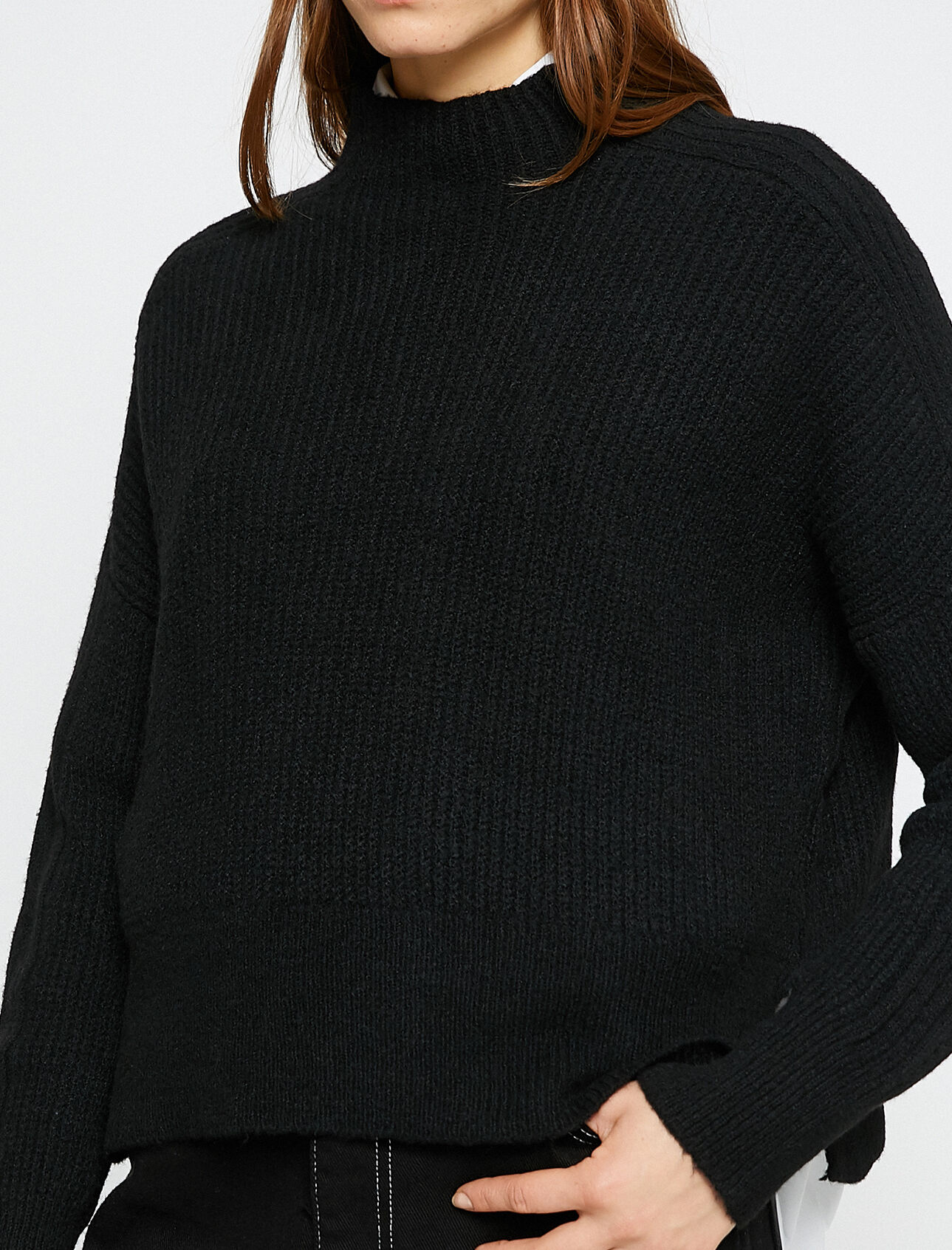   Dik Yaka Triko Kazak Uzun Kollu