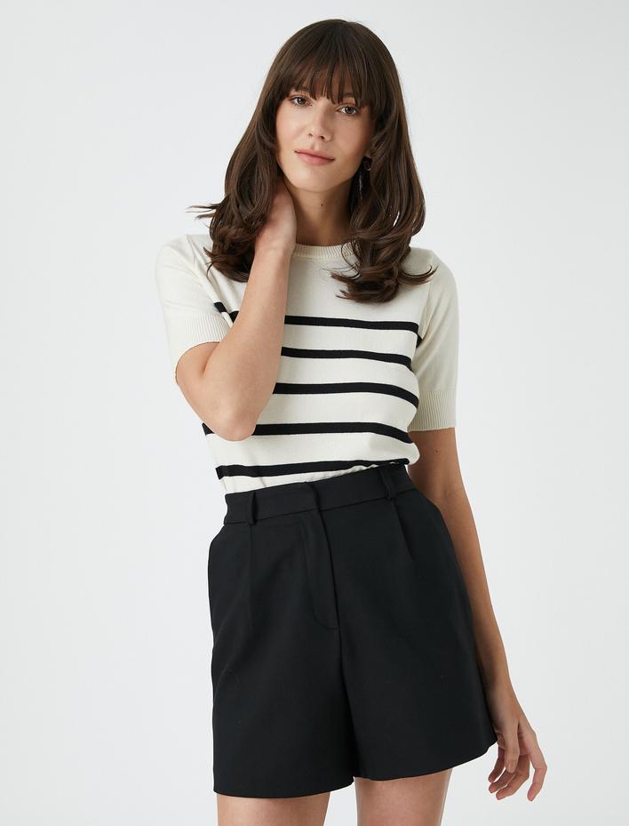  Bisiklet Yaka Triko Kazak Kısa Kollu