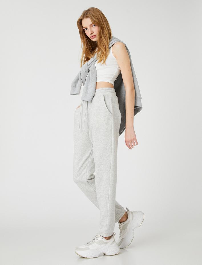  Jogger Eşofman Altı Cep Detaylı Paçası Beli Lastikli