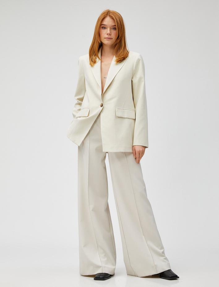  Oversize Blazer Ceket Tek Düğmeli