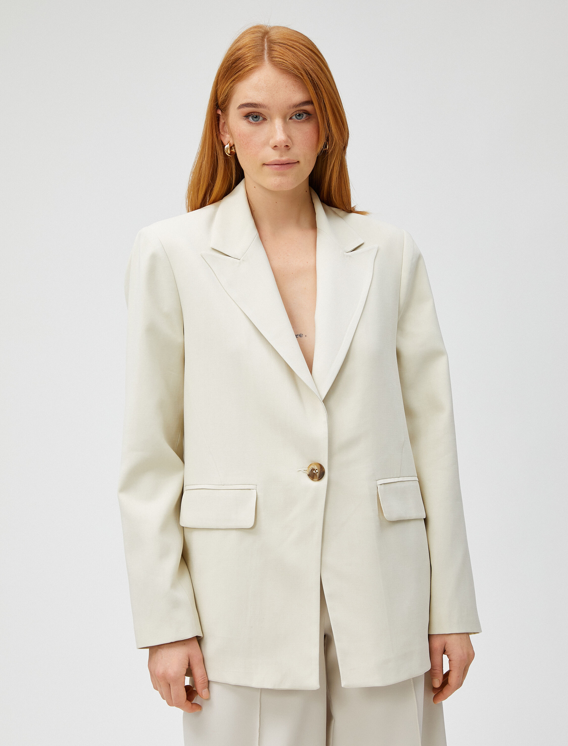   Oversize Blazer Ceket Tek Düğmeli