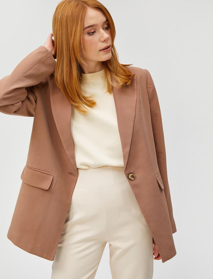  Oversize Blazer Ceket Tek Düğmeli