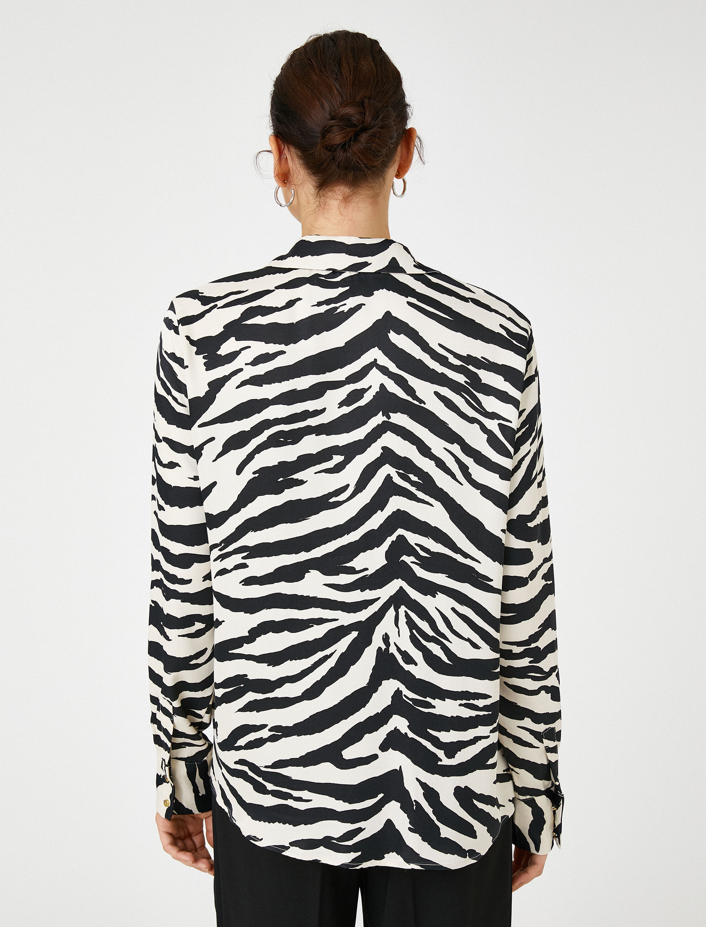   Zebra Desenli Gömlek Uzun Kollu