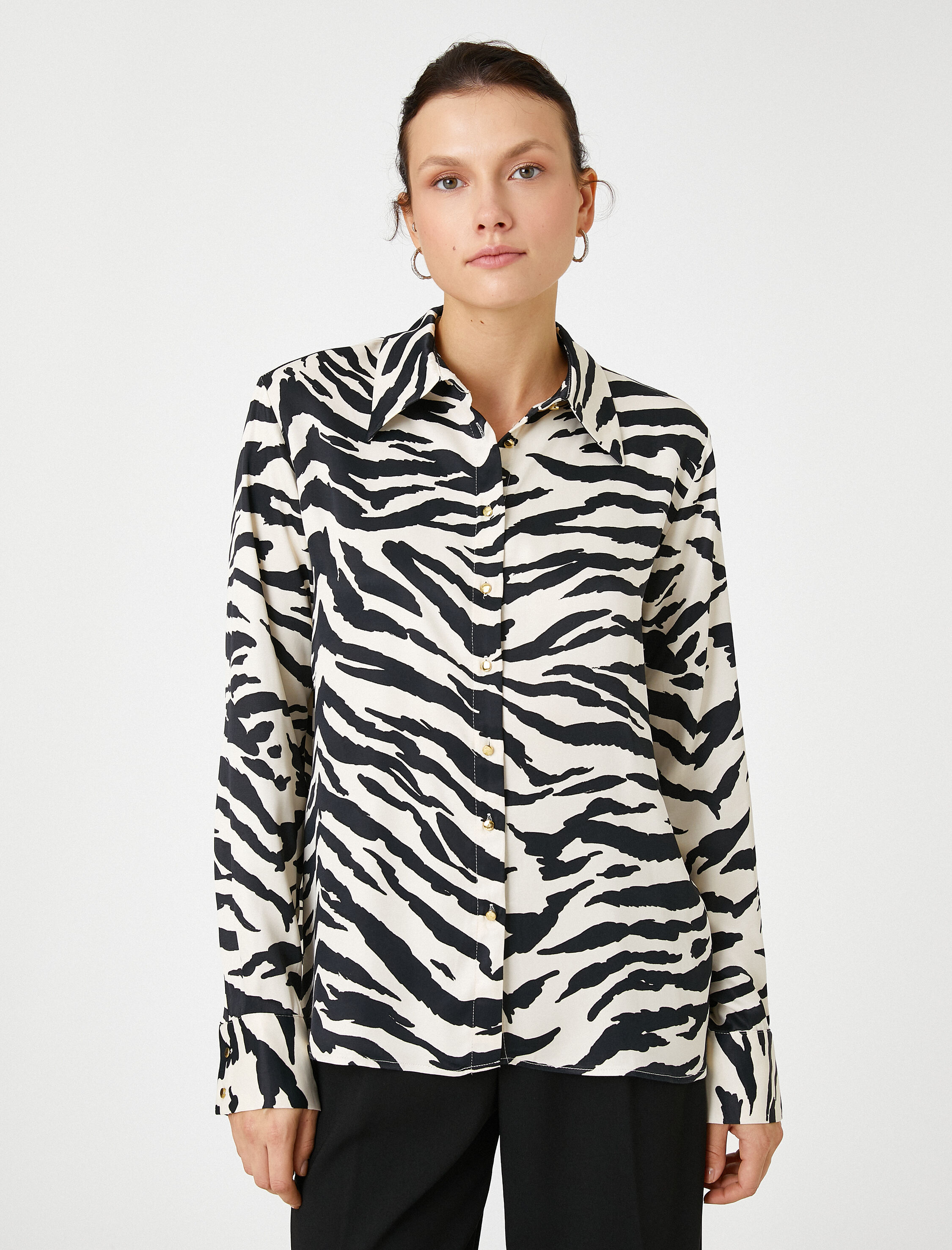   Zebra Desenli Gömlek Uzun Kollu