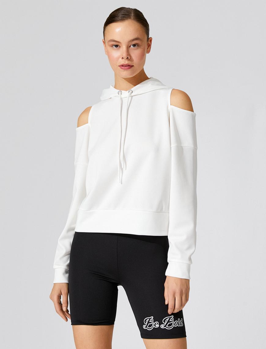   Kapüşonlu Sweatshirt Scuba Kumaş Pencere Detaylı