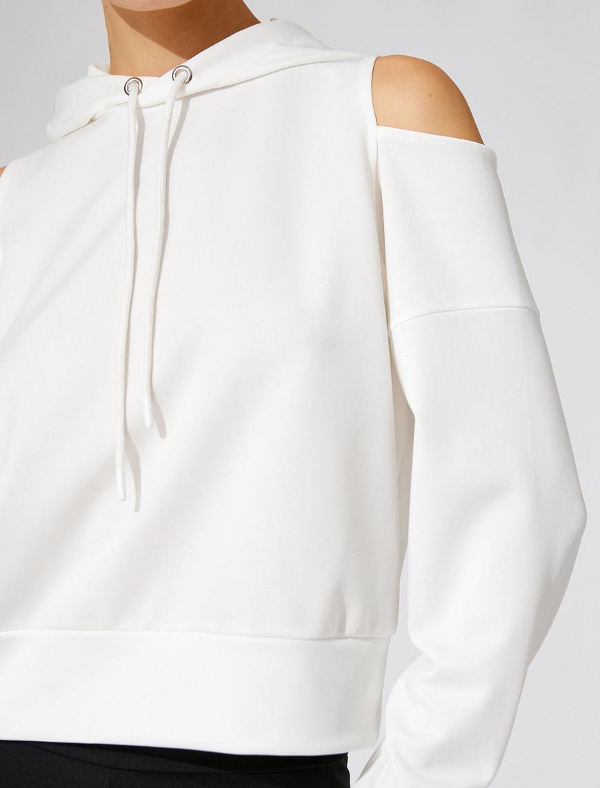   Kapüşonlu Sweatshirt Scuba Kumaş Pencere Detaylı