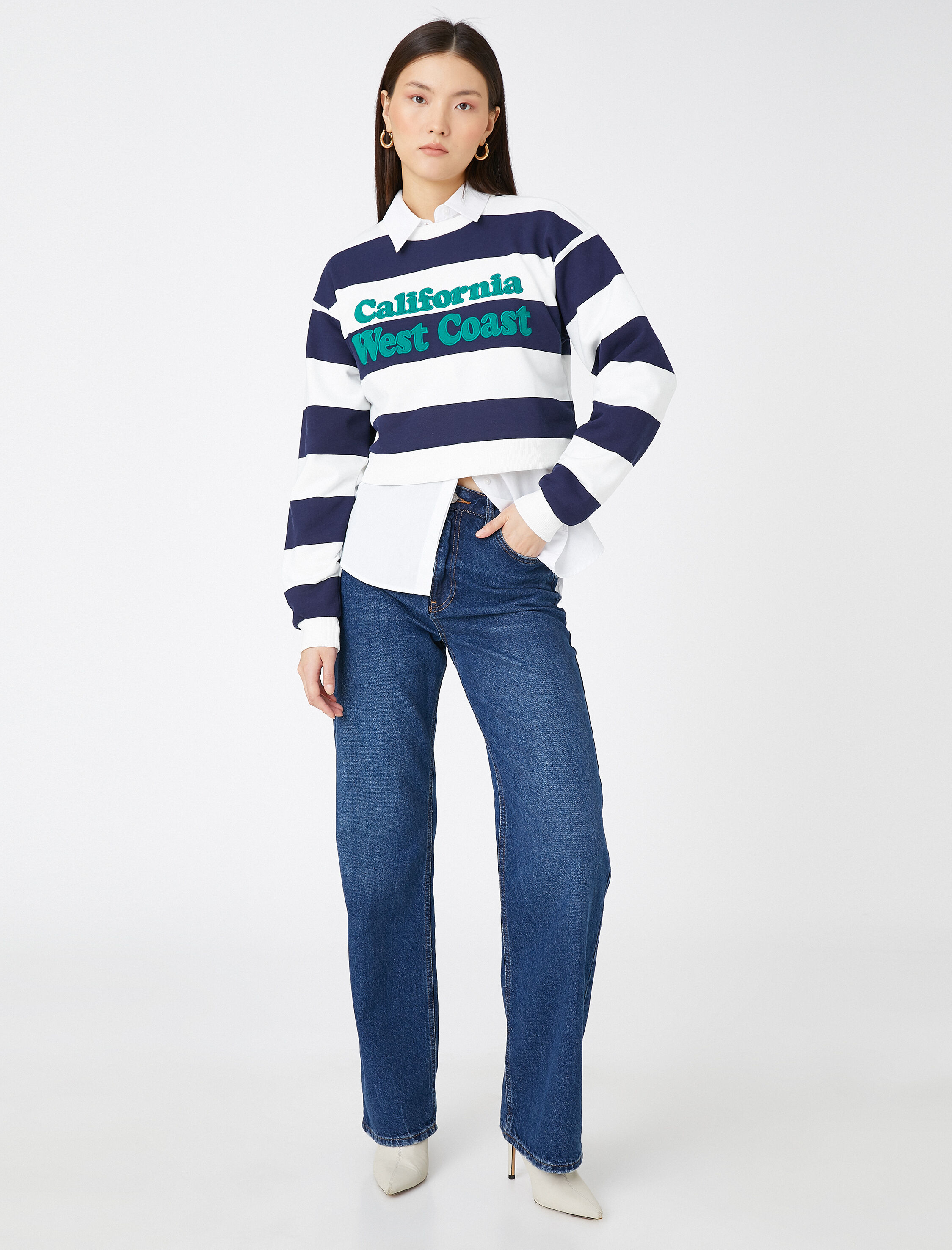   Nakışlı Kolej Sweatshirt