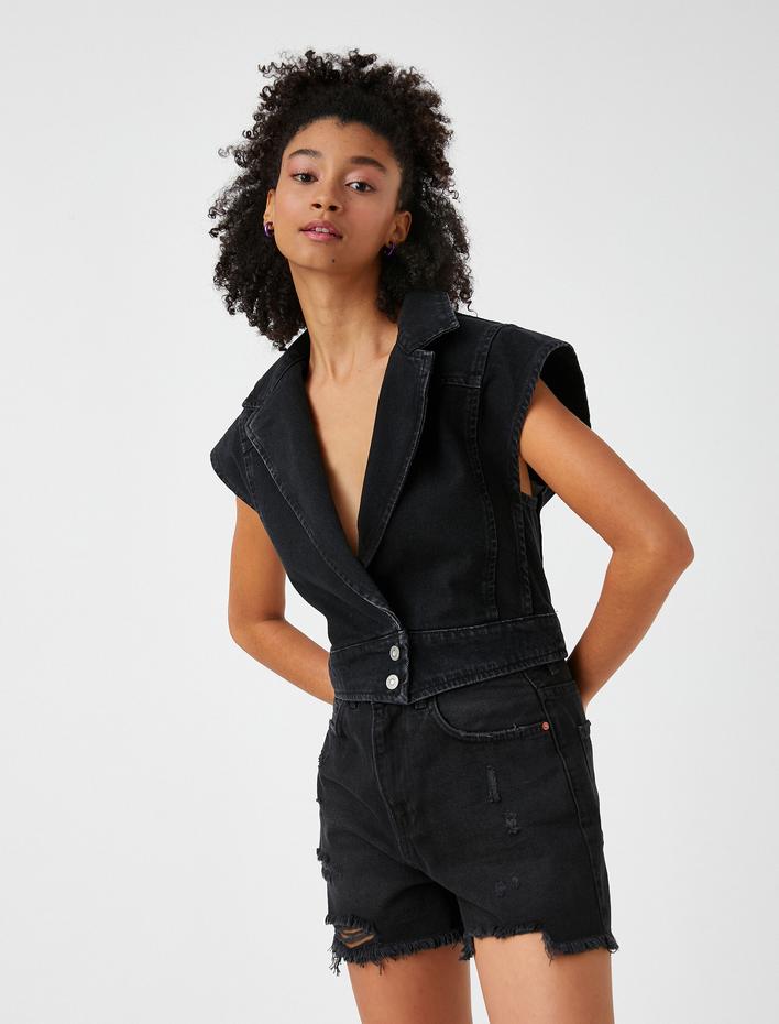  Kot Yelek Düğme Detaylı