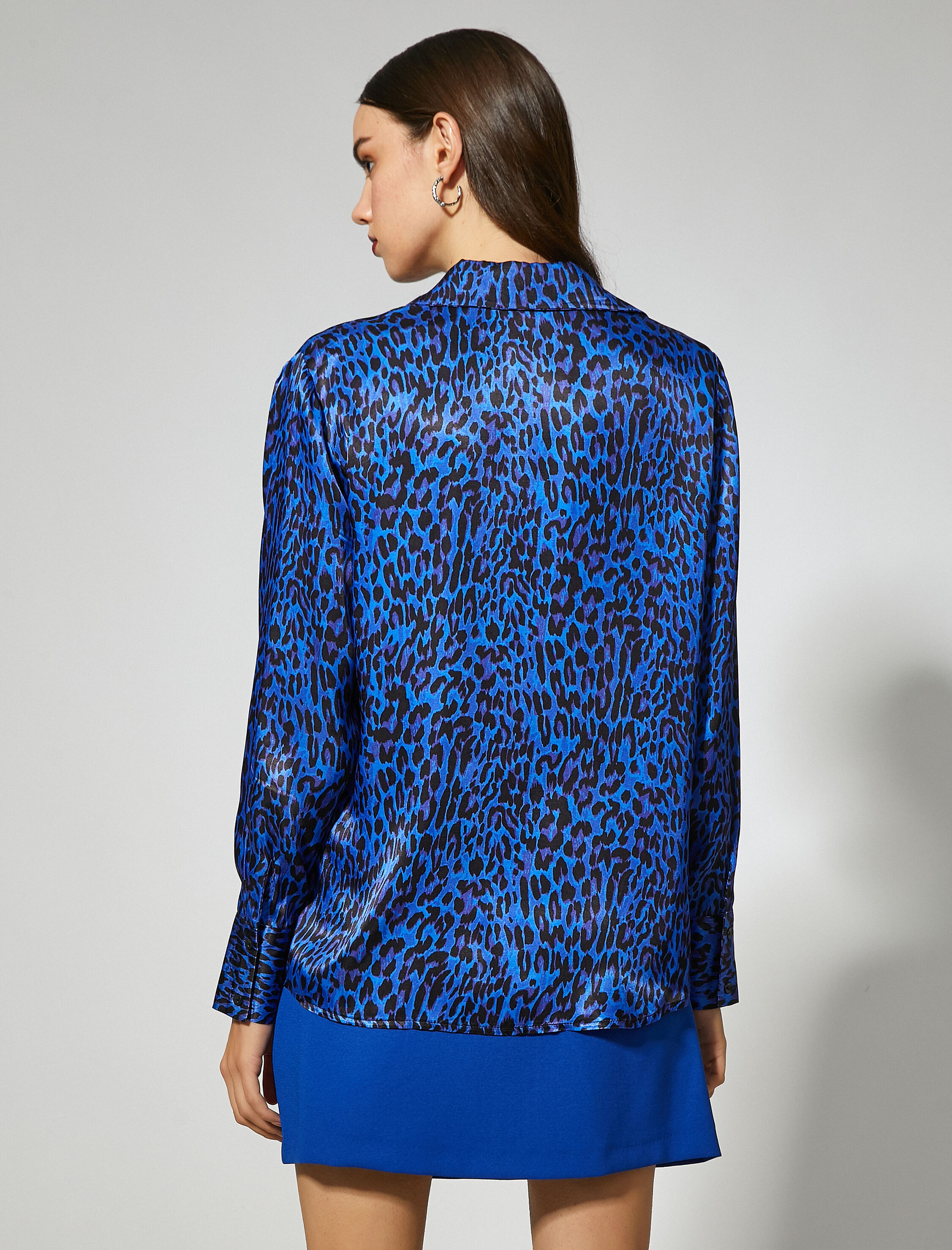   Leopar Desenli Gömlek Uzun Kollu