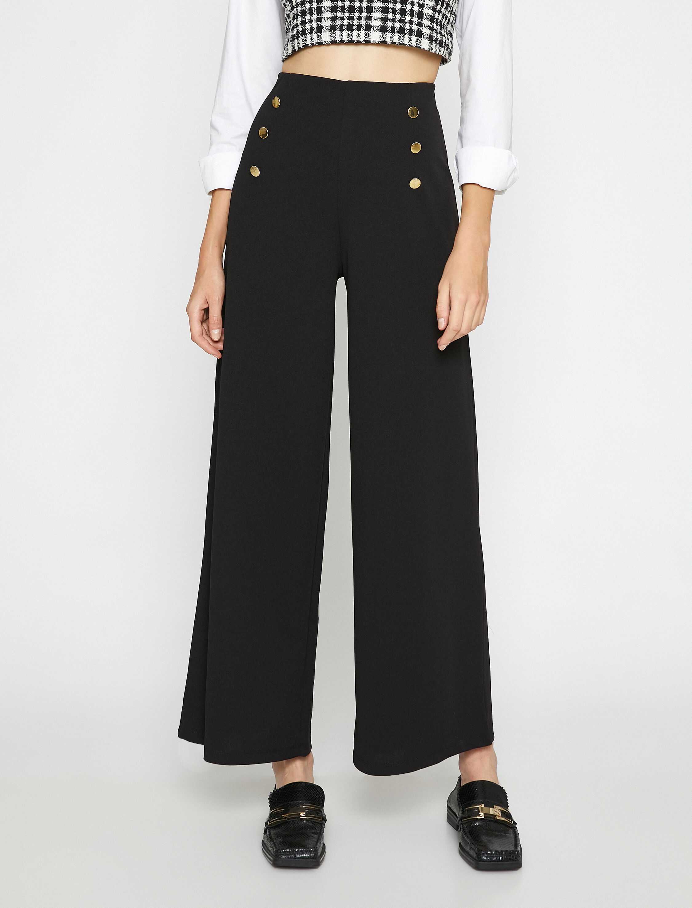   Palazzo Pantolon Düğme Detaylı