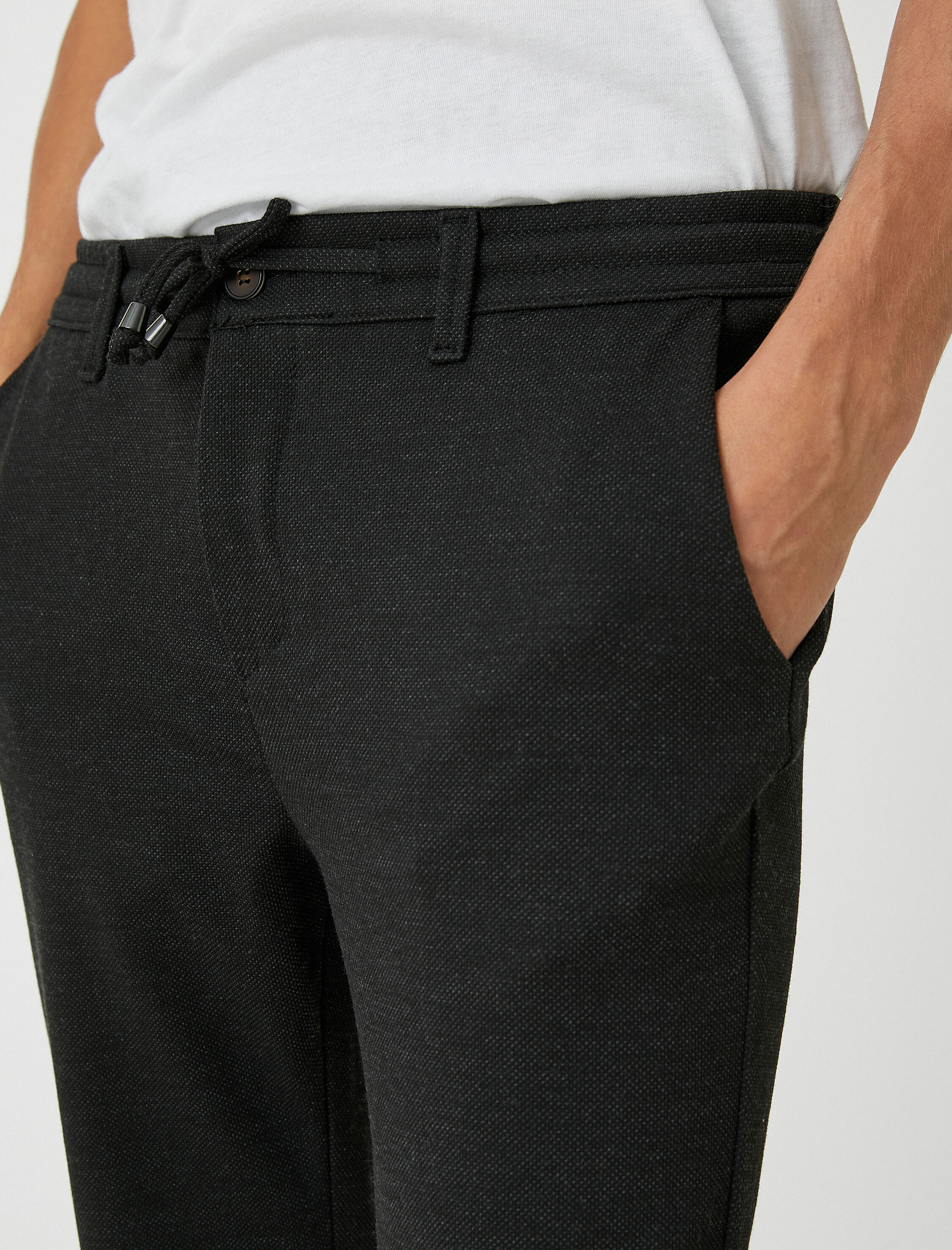   Basic Dokuma Pantolon Beli Bağcıklı