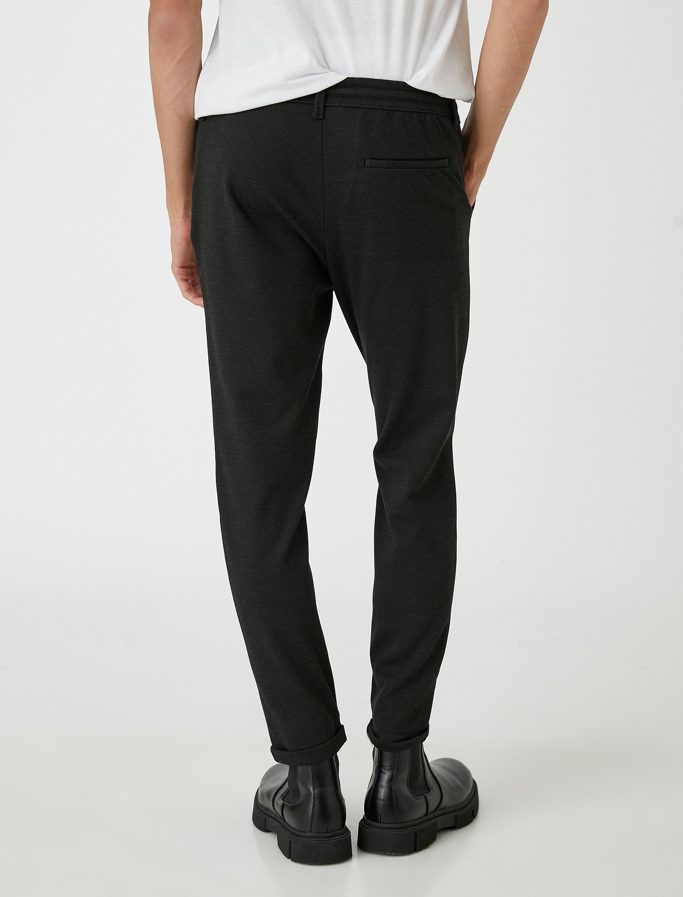   Basic Dokuma Pantolon Beli Bağcıklı