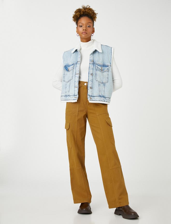  Kargo Pantolon Yüksek Bel Cep Detaylı