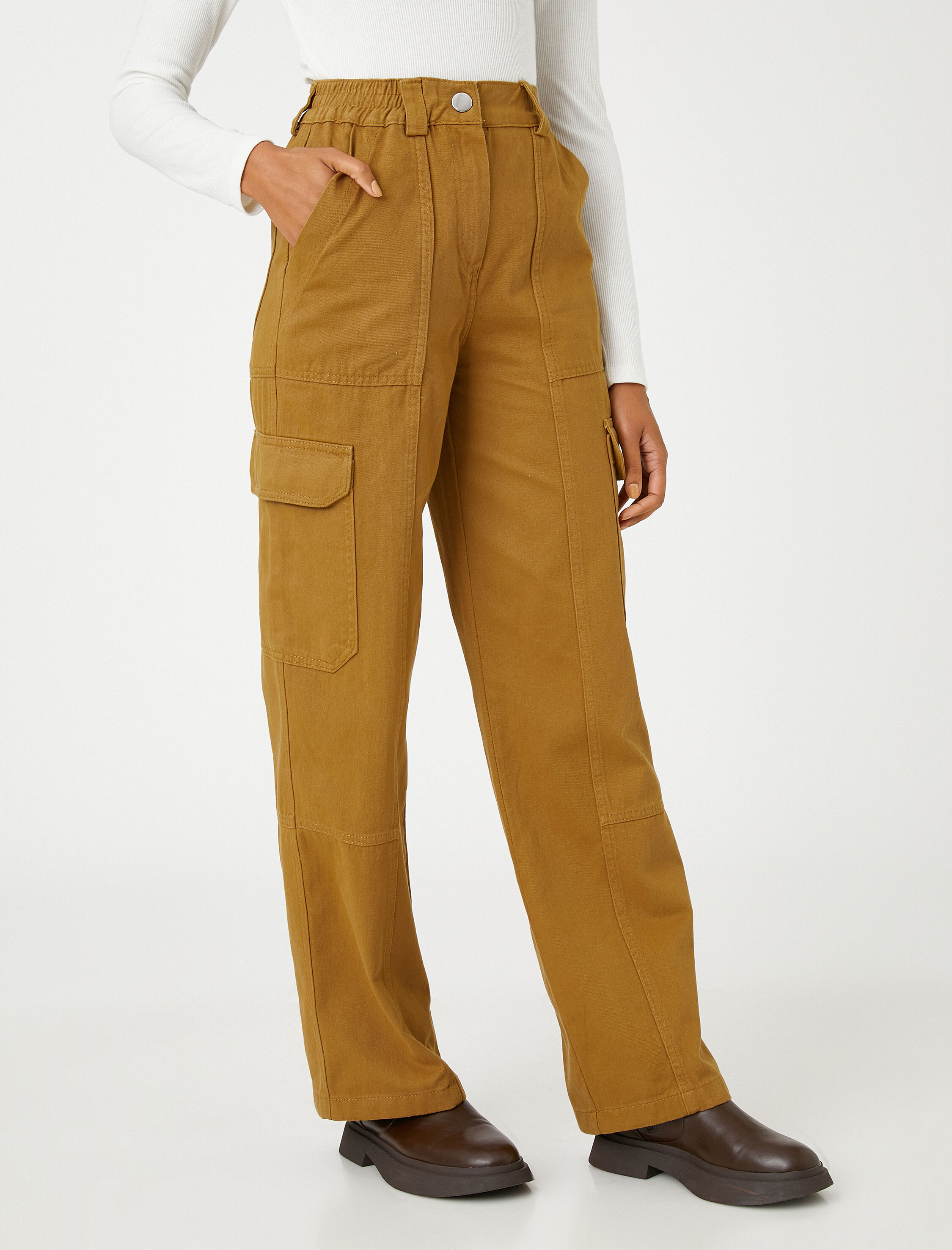   Kargo Pantolon Yüksek Bel Cep Detaylı