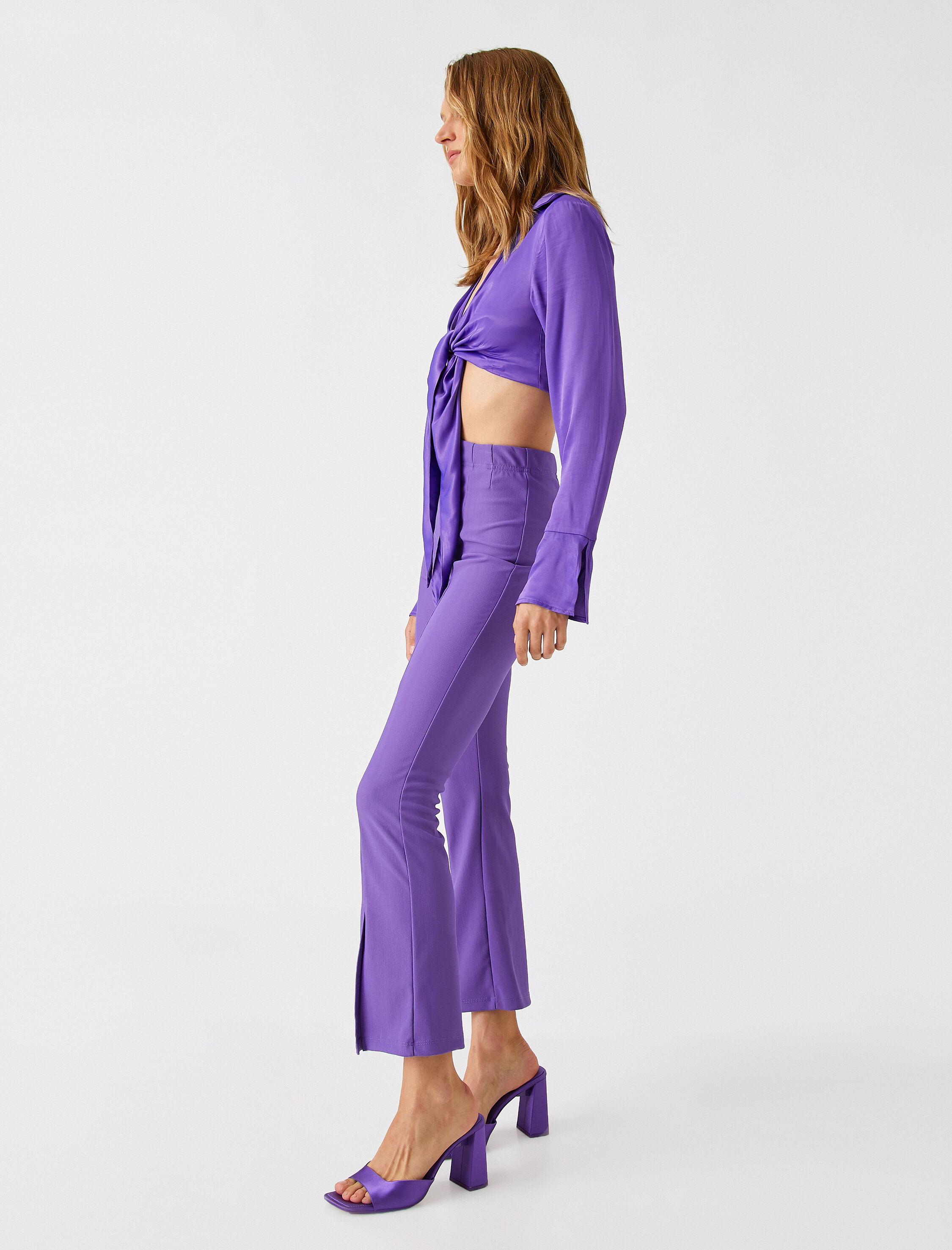   Yırtmaçlı Crop İspanyol Paça Tayt