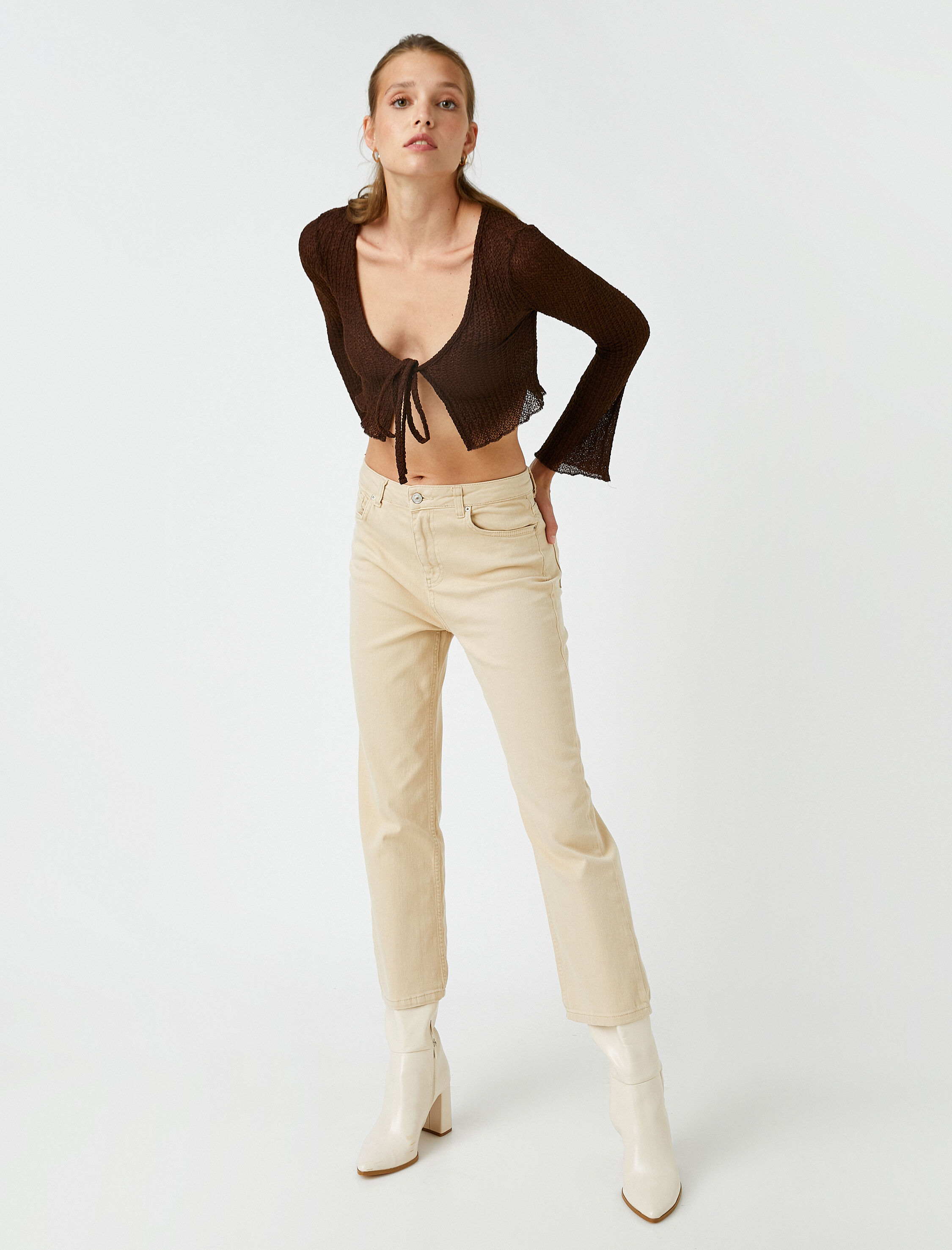 İspanyol Paça Kot Pantolon Yüksek Bel