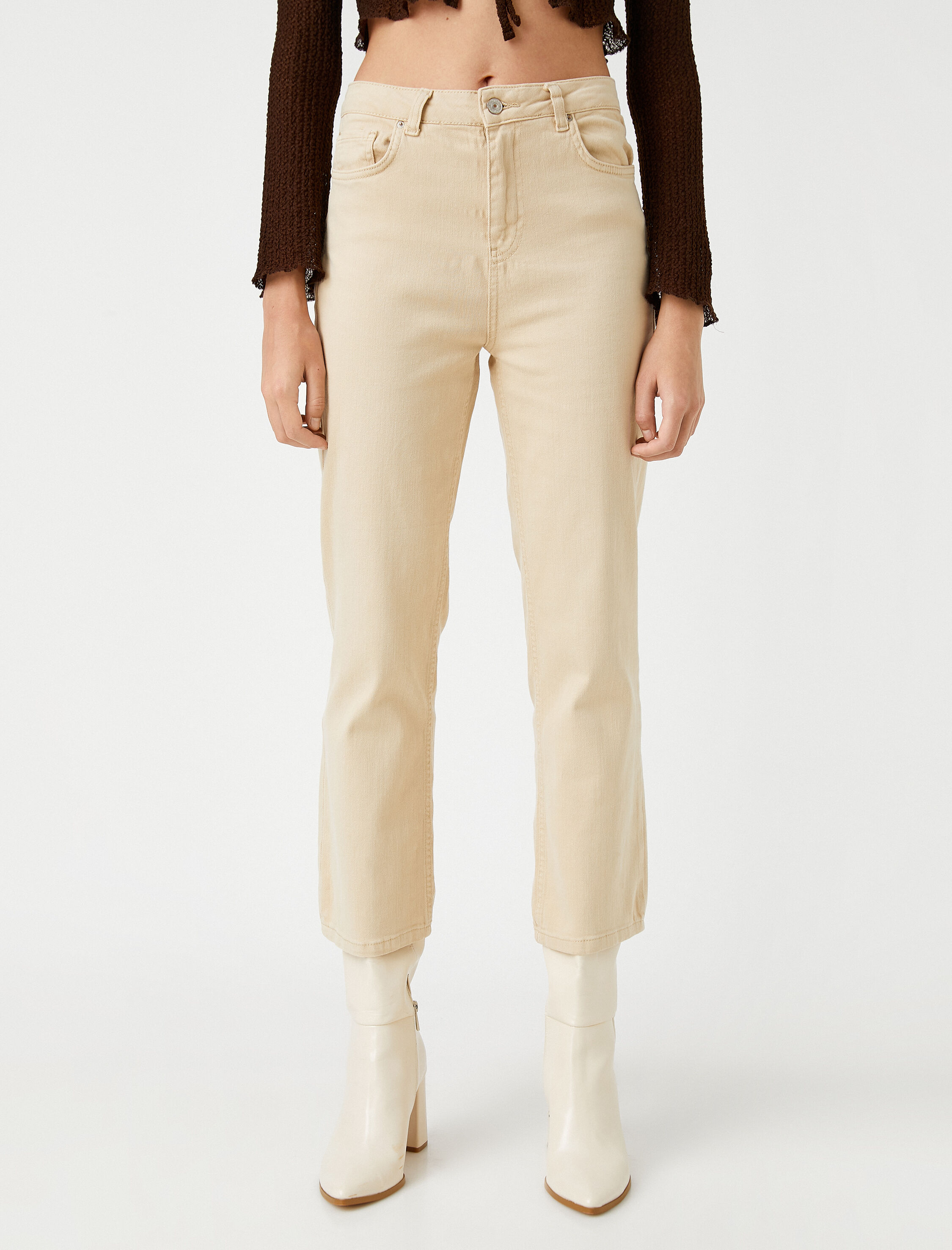 İspanyol Paça Kot Pantolon Yüksek Bel