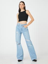 Straight Jean Kot Pantolon Rahat Kesim Yüksek Bel Geniş Paça - Bianca Jean