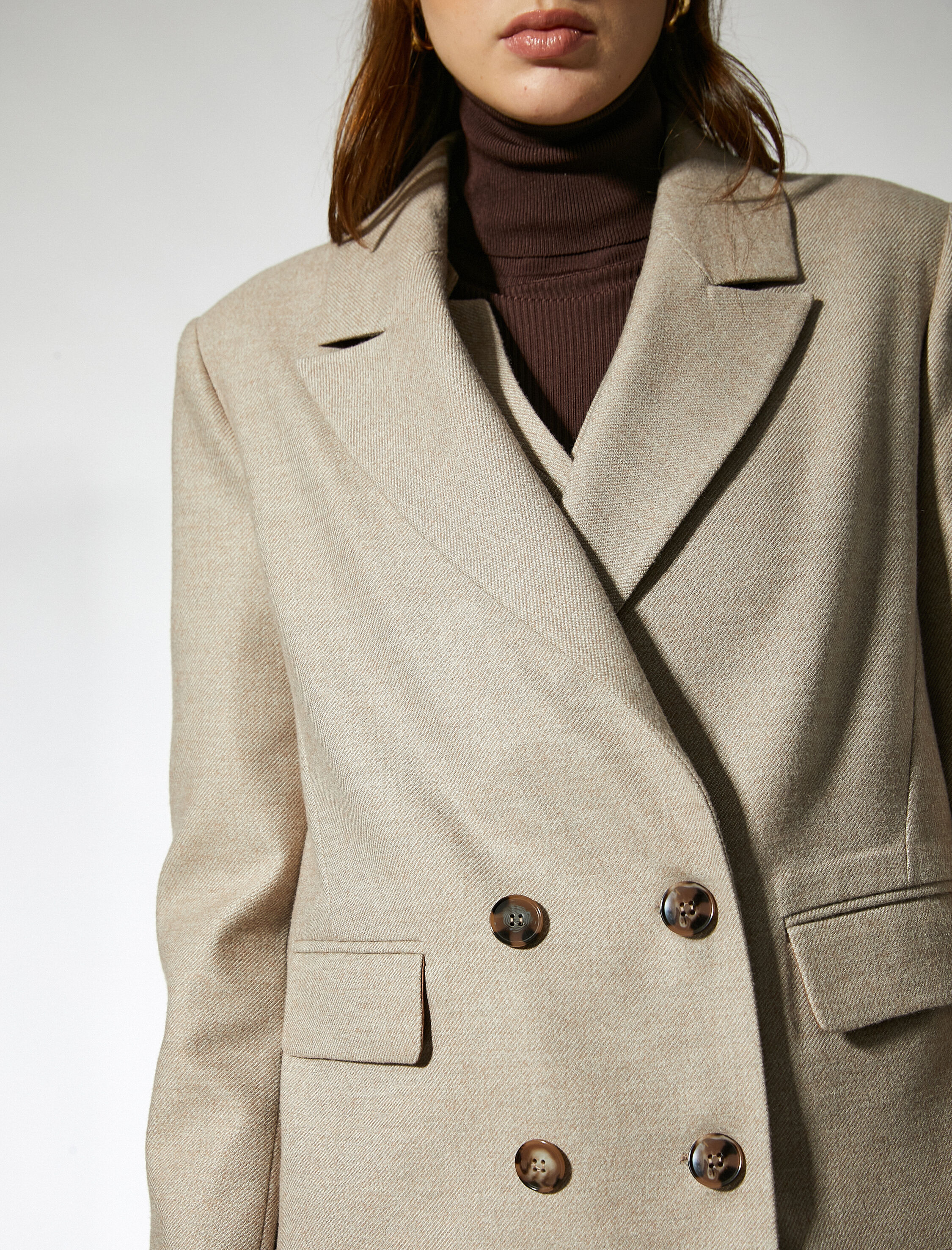   Düğmeli Kruvaze Blazer Ceket