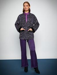 Melis Ağazat X Koton - Jakarlı Beli Lastikli Crop Bol Paça Pantolon