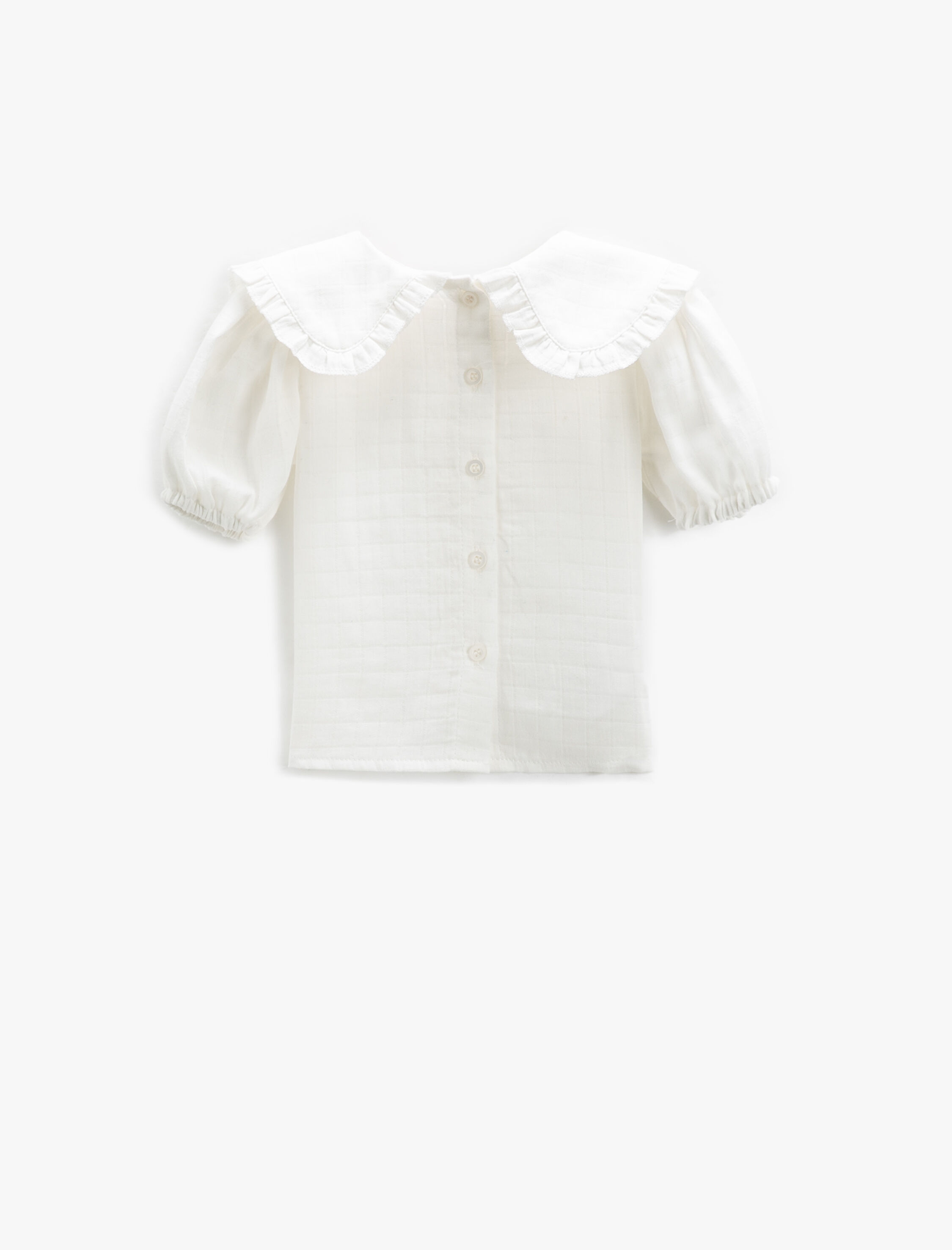  Kız Bebek Bluz Bebe Yaka Kısa Balon Kol Pamuklu