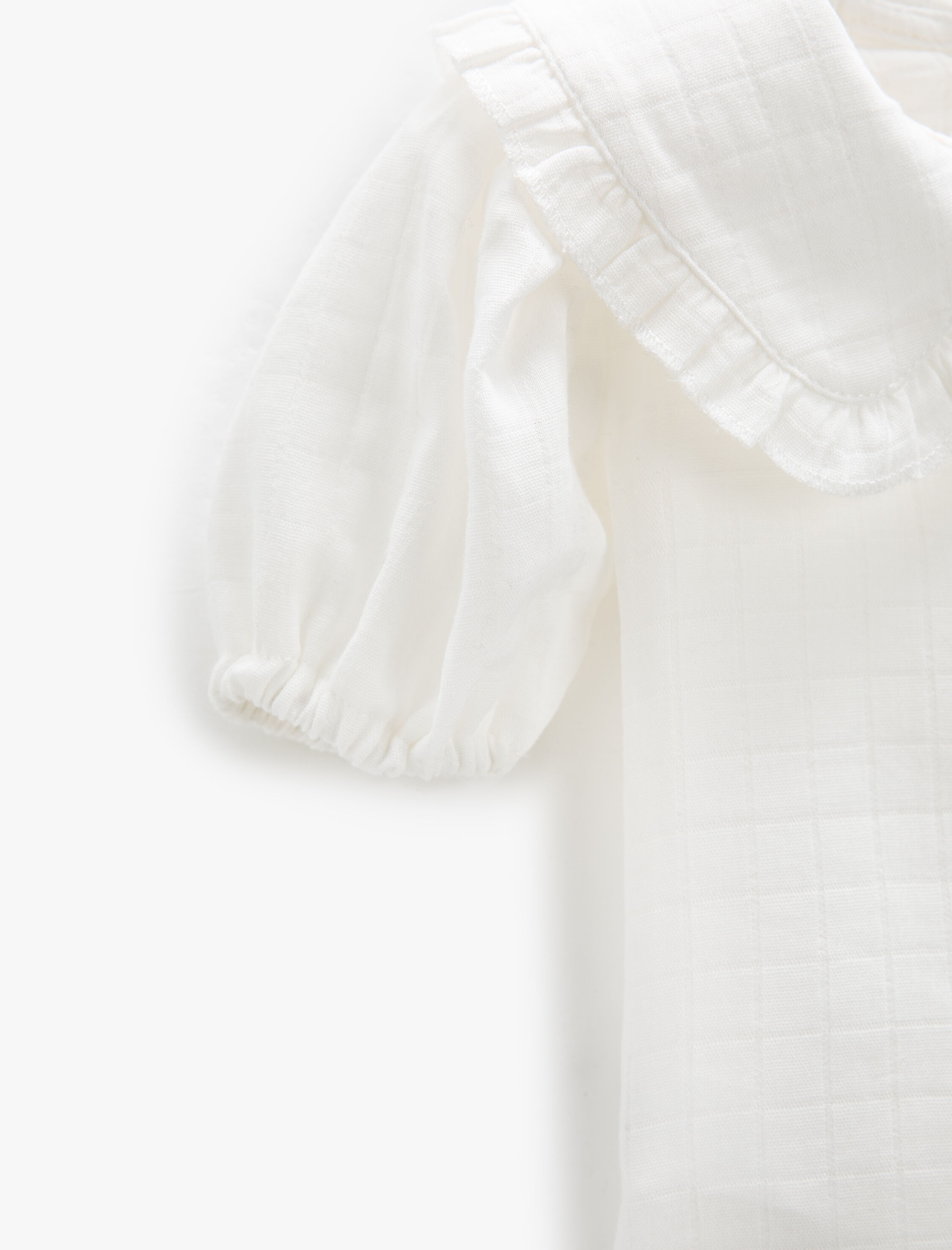  Kız Bebek Bluz Bebe Yaka Kısa Balon Kol Pamuklu