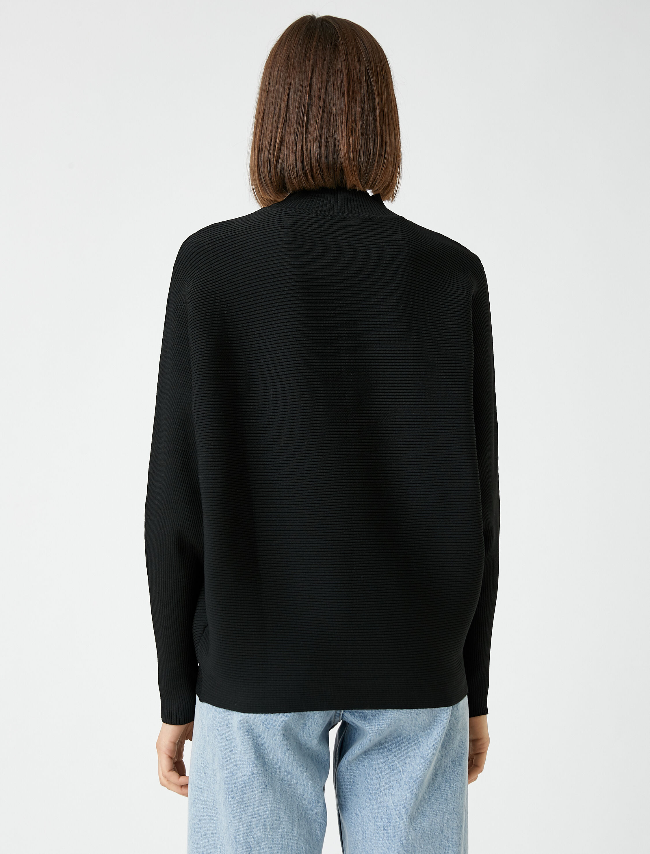   Triko Kazak Yarım Balıkçı Yaka Yarasa Kol