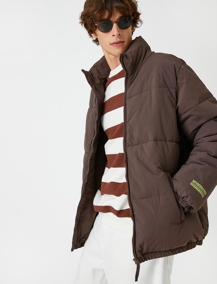  Şişme Mont Dik Yaka Fermuar Detaylı Su Geçirmez