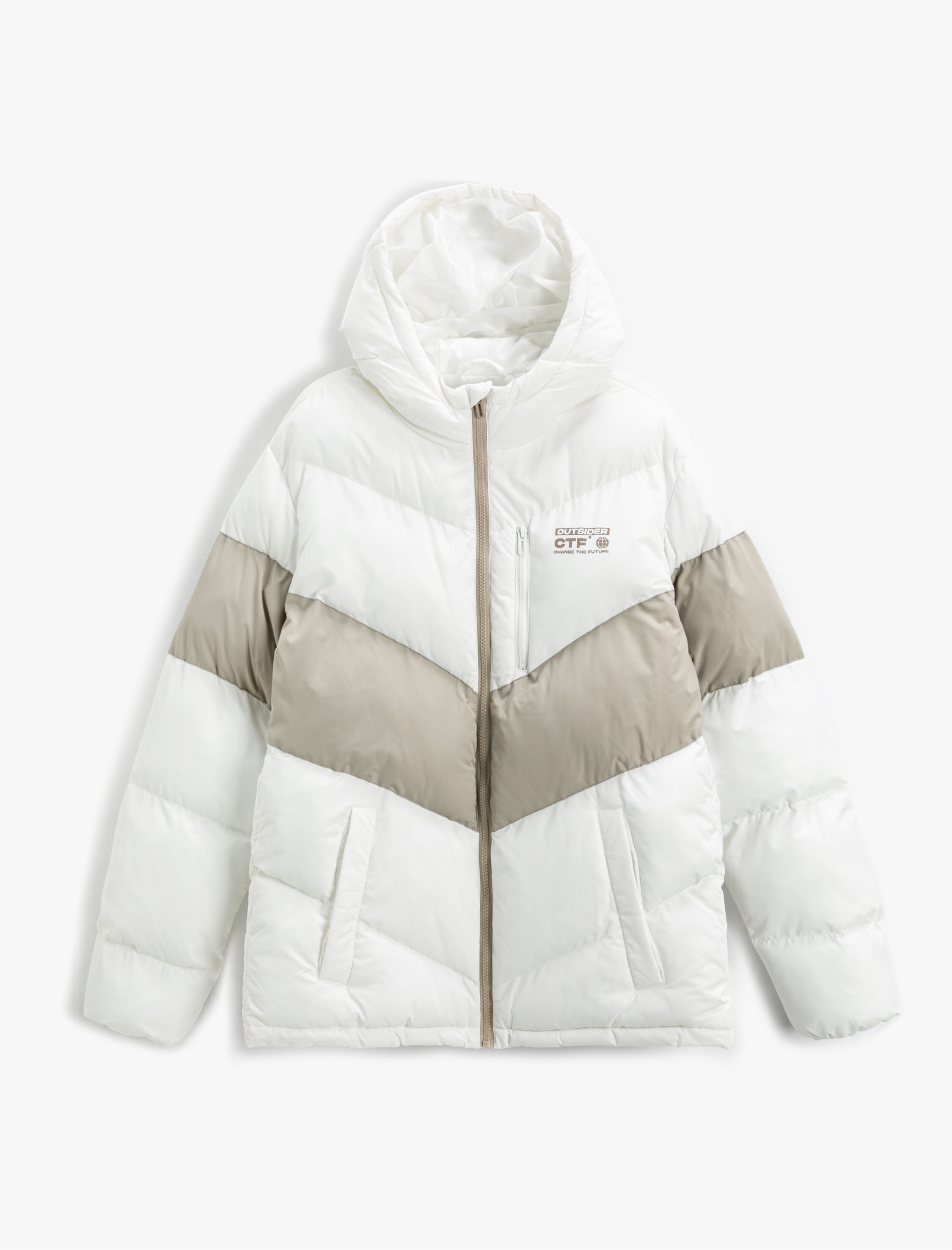   Kapşonlu Şişme Mont Baskılı Su Geçirmez