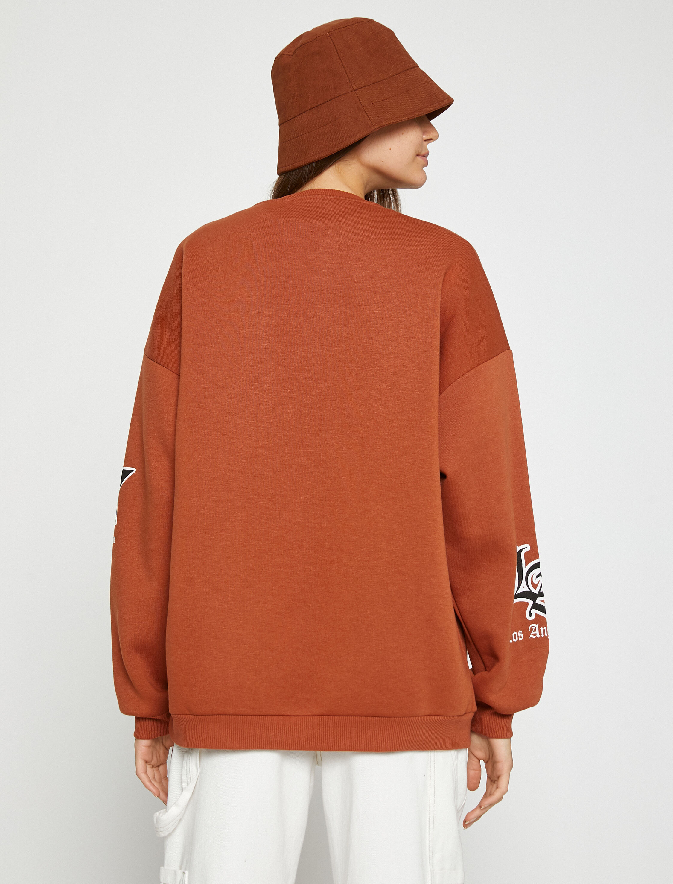   Kolej Baskılı Sweatshirt Oversize İçi Polarlı