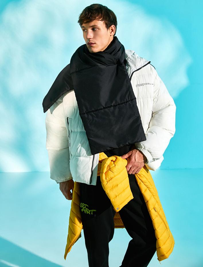  Oversize Şişme Mont Kapşonlu Cep Detaylı Su Geçirmez