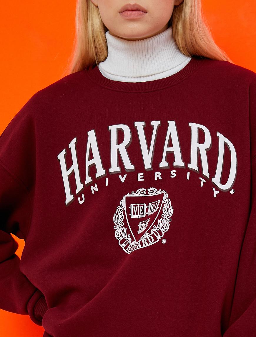   Harvard Lisanslı Sweatshirt Bisiklet Yaka İçi Polarlı