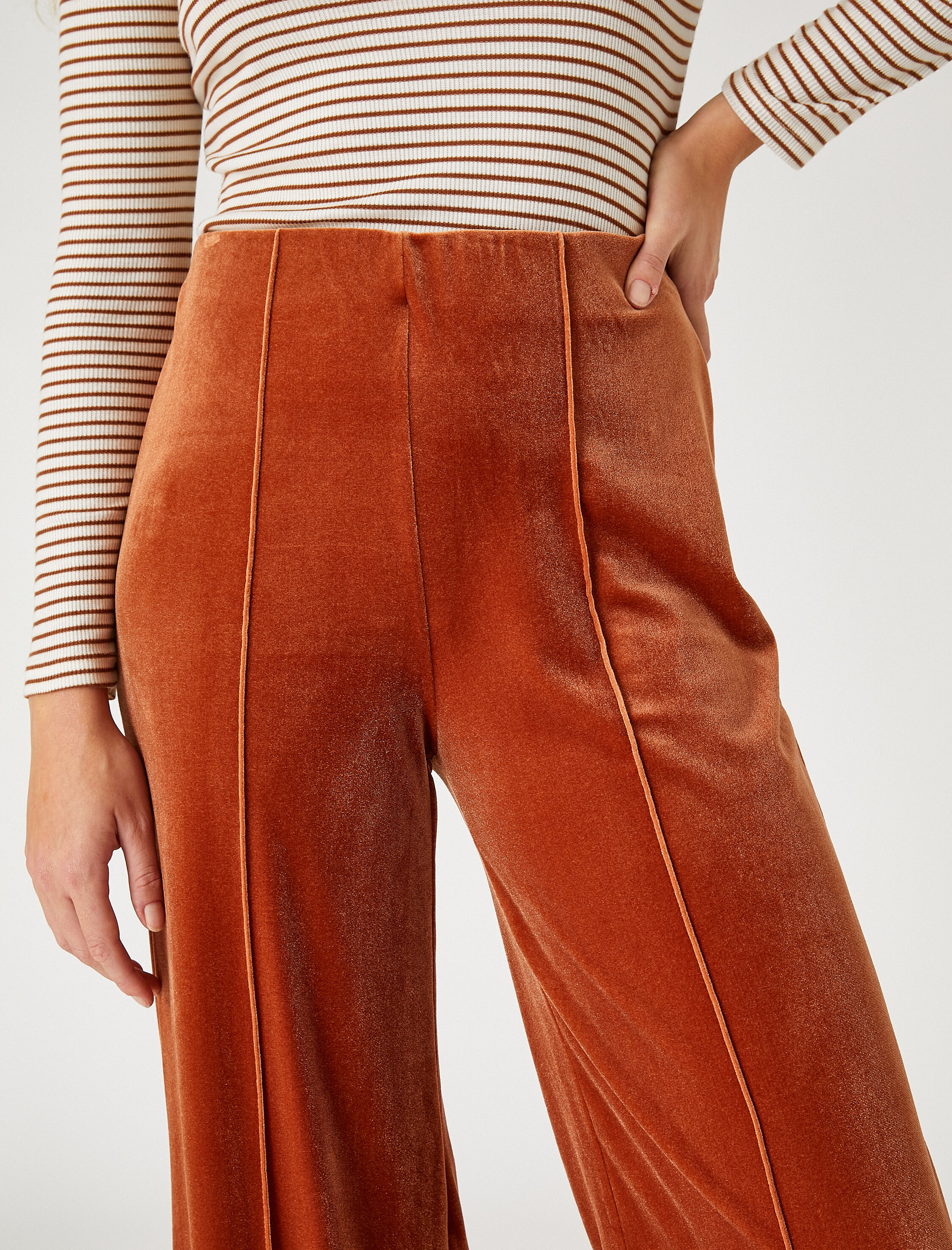   Kadife Pantolon Nervürlü Bol Paça