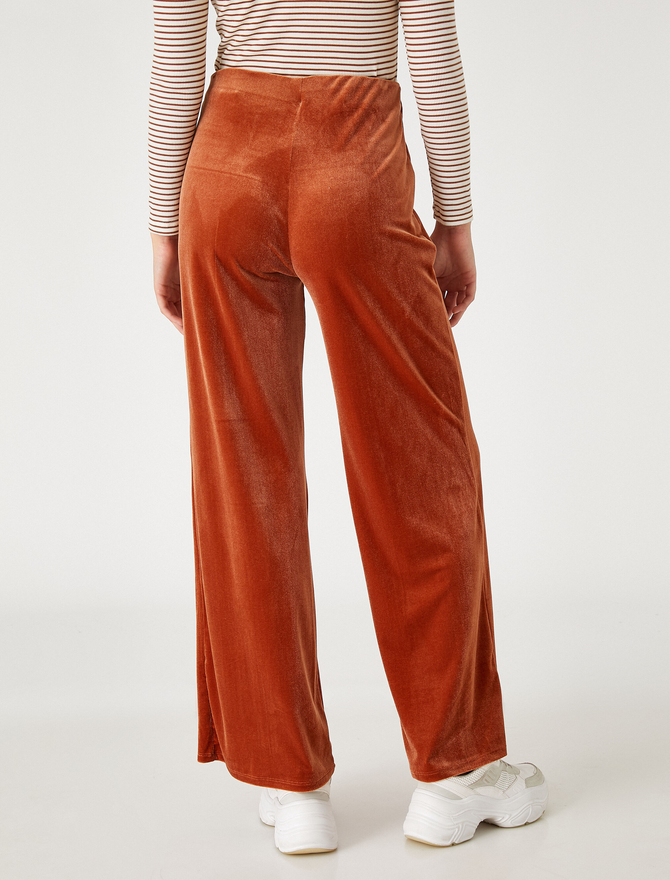   Kadife Pantolon Nervürlü Bol Paça