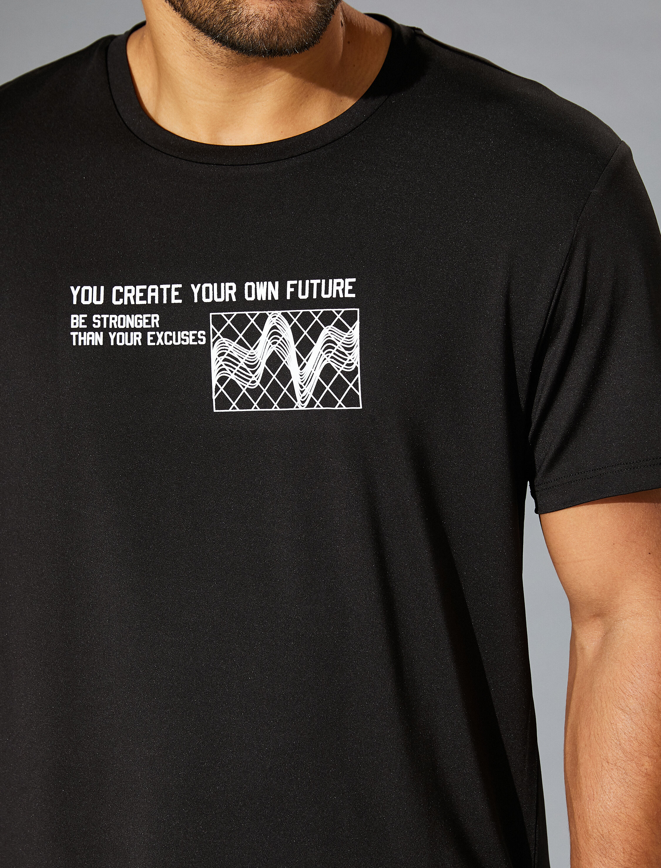   Spor Tişört Slogan Baskılı Bisiklet Yaka