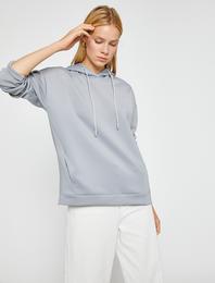 Oversize Kapüşonlu Sweatshirt Kanguru Cepli İpeksi Dokulu