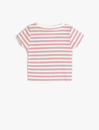 Tişört Kısa Kollu Yuvarlak Yaka Fitilli Pamuklu