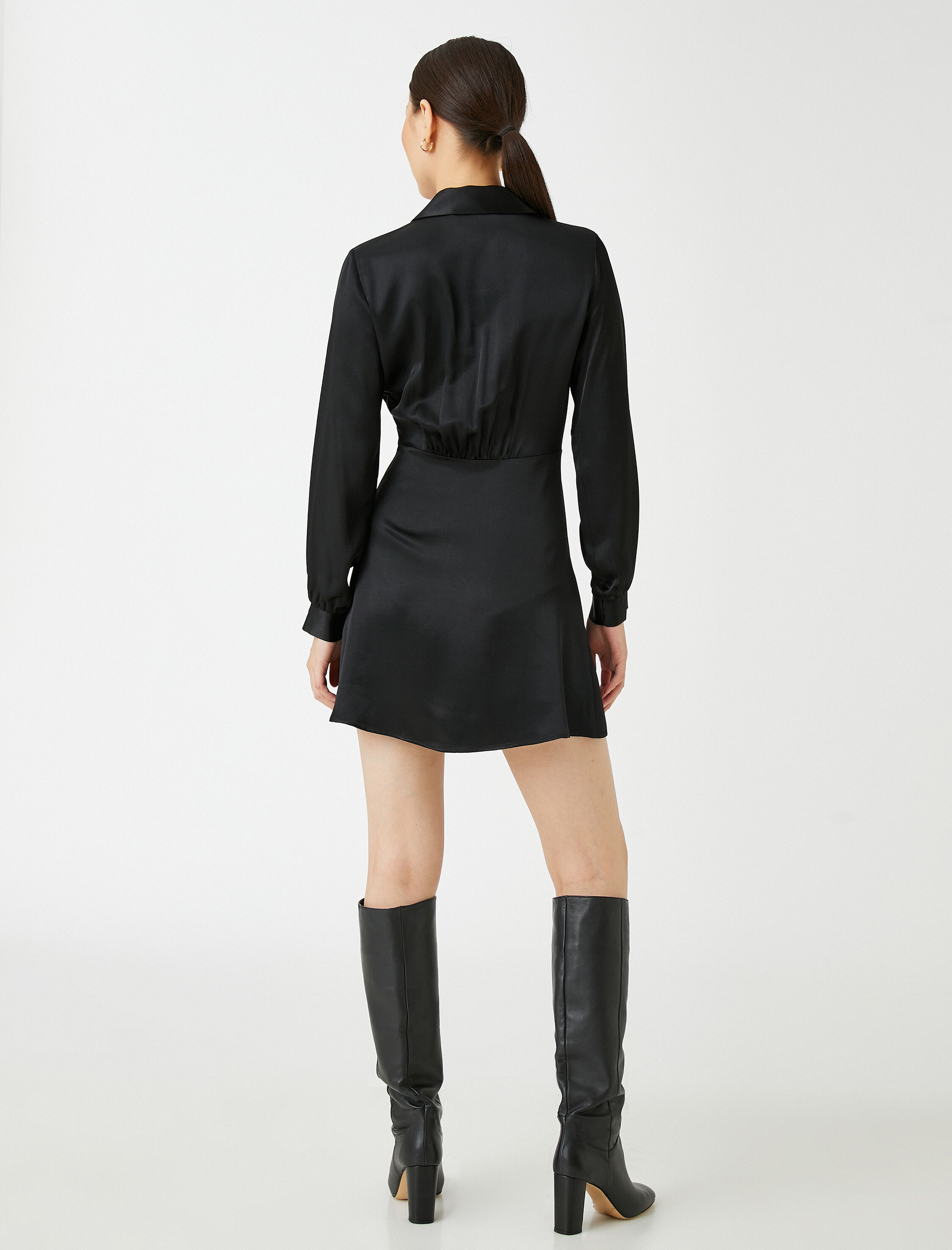   Saten Anvelop Mini Elbise