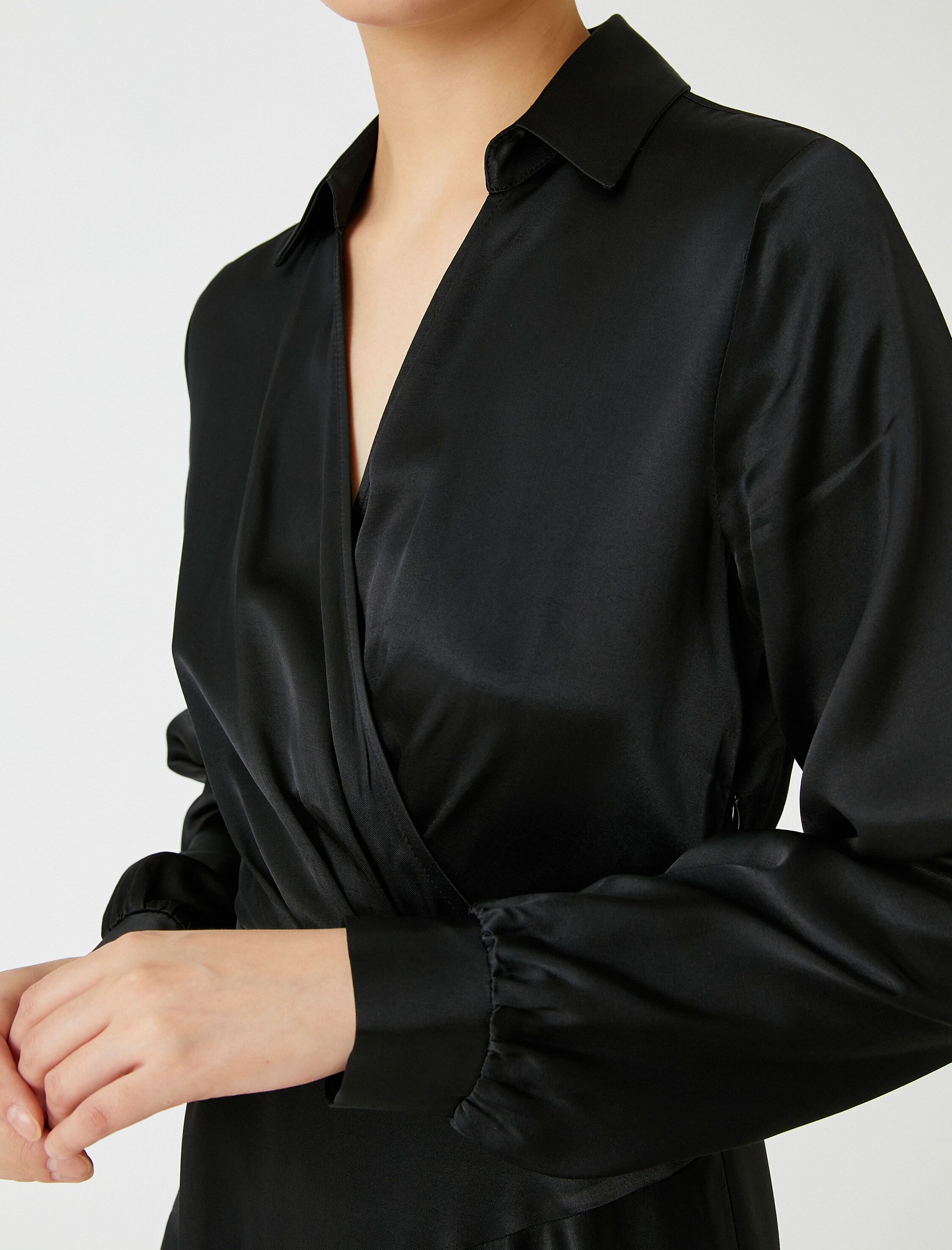   Saten Anvelop Mini Elbise