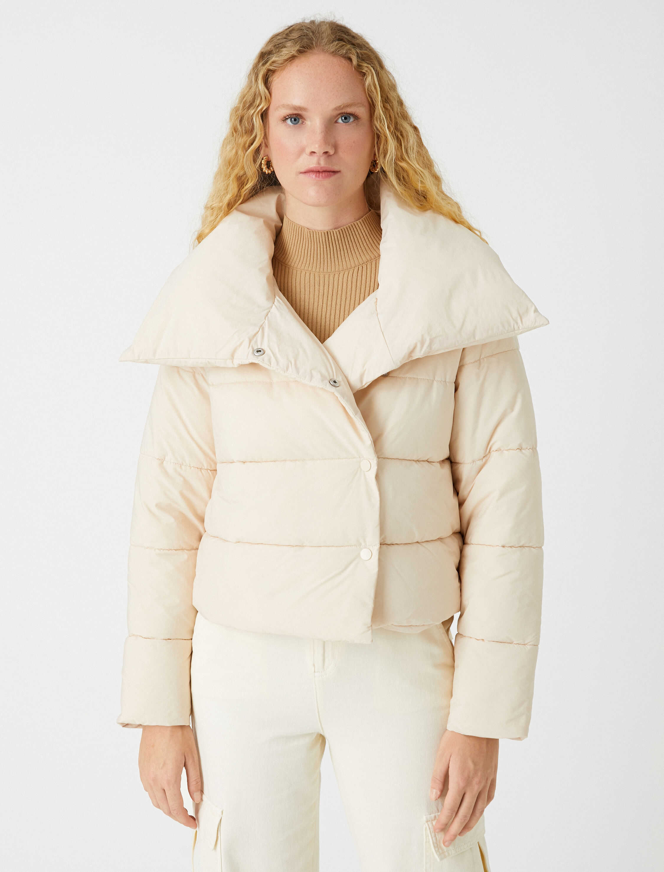 Kısa Şişme Mont Çıtçıtlı