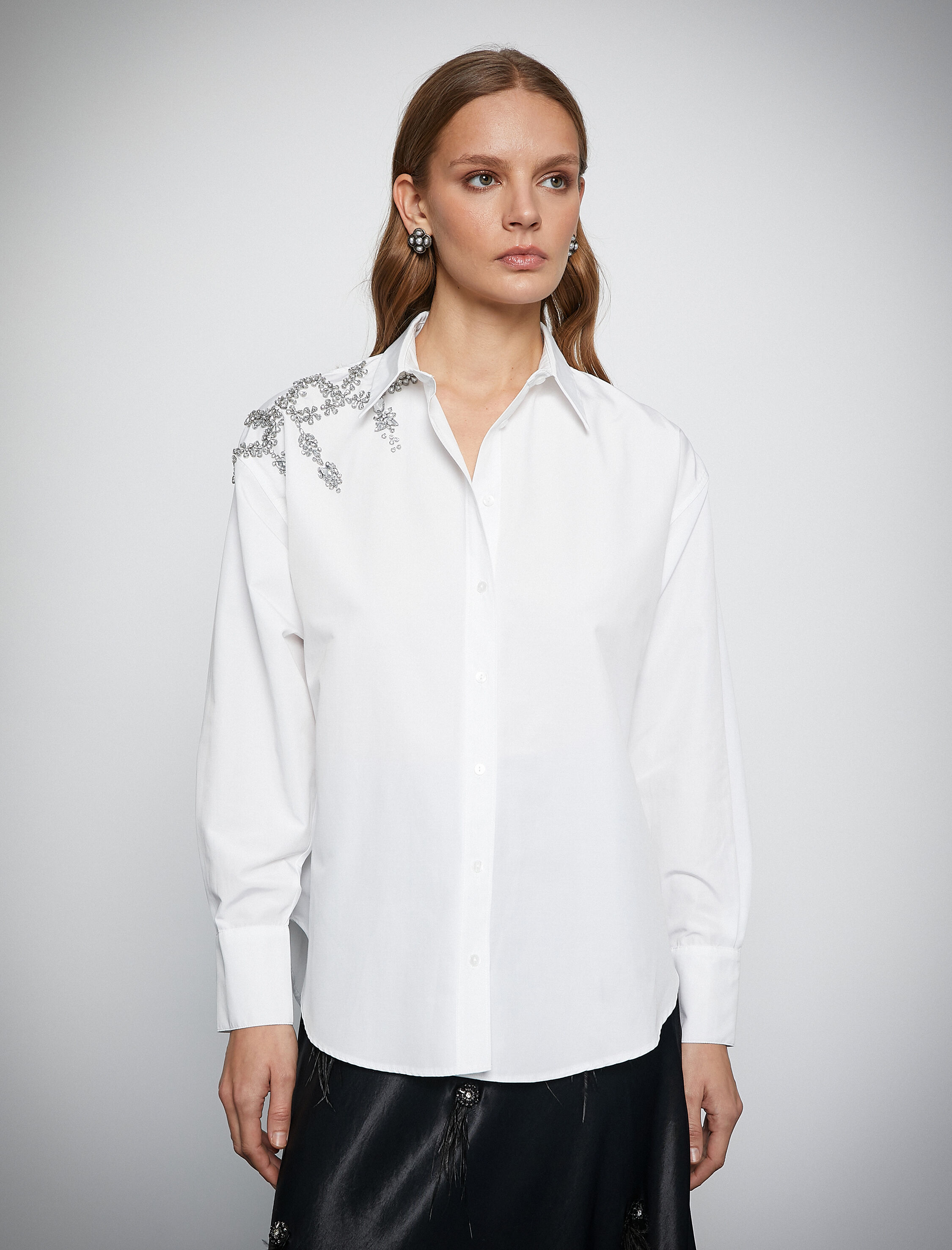   Melis Ağazat X Koton - Taşlı Rahat Kesim Gömlek