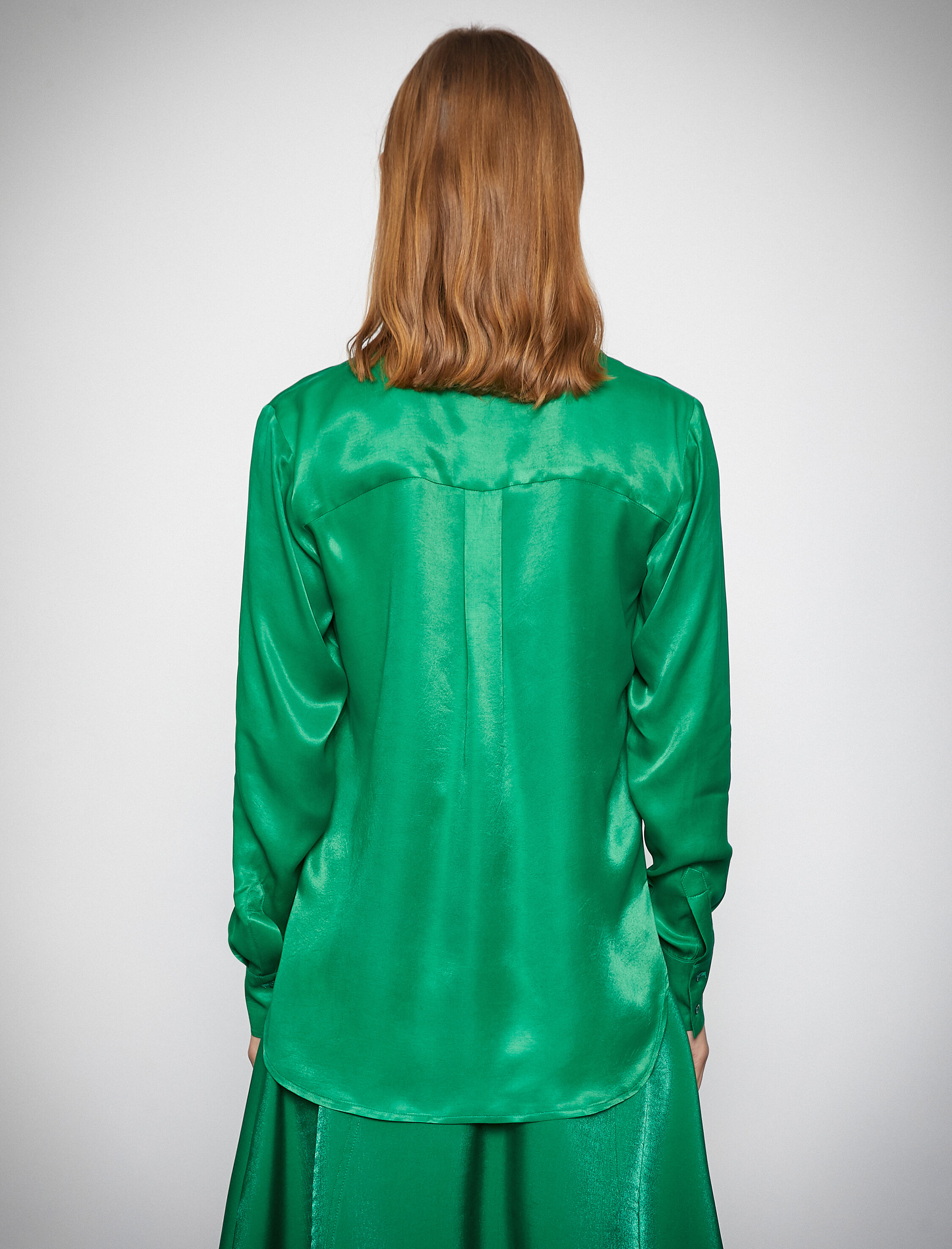   Melis Ağazat X Koton - Uzun Kollu Saten Gömlek