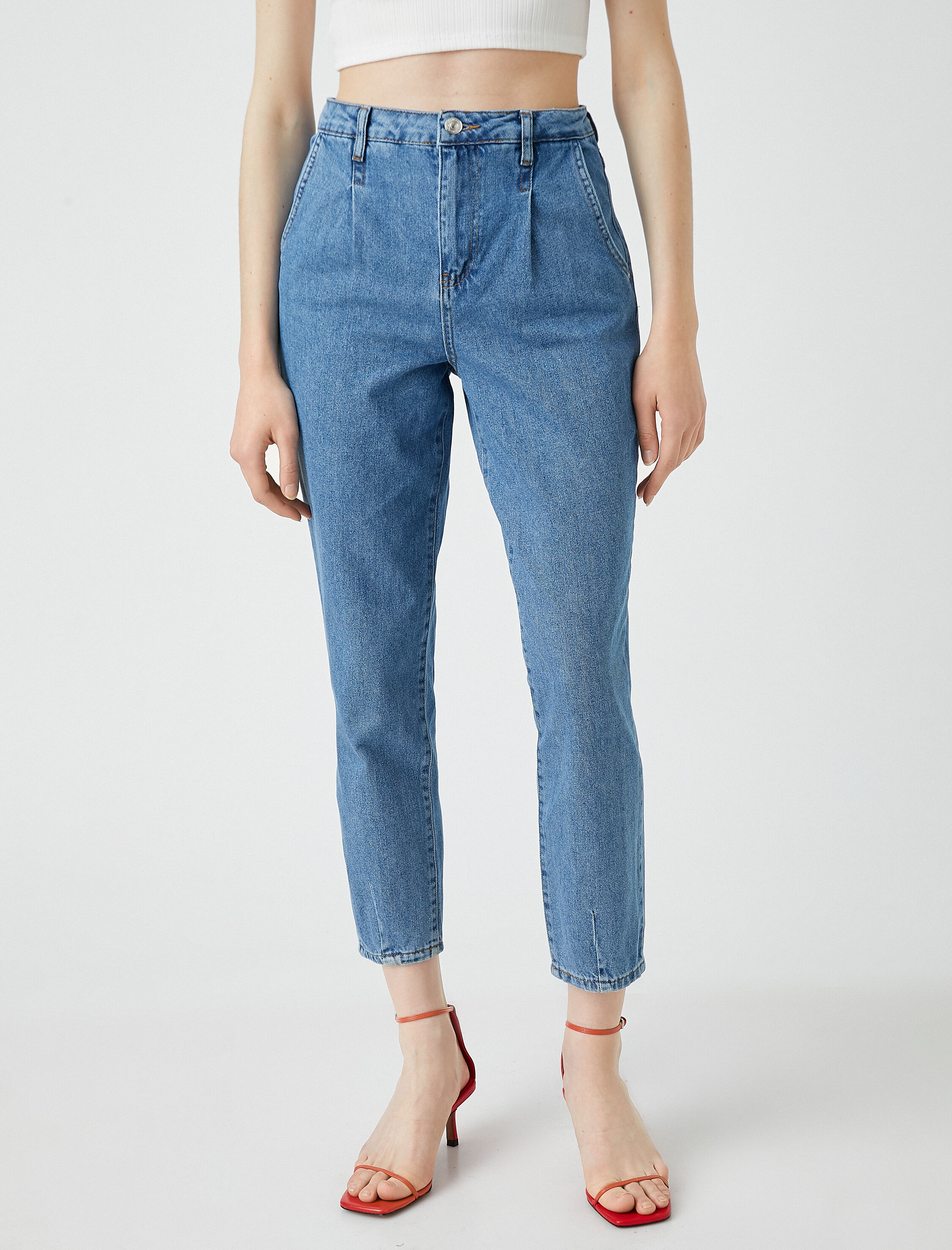   Mom Jean Kot Pantolon Yüksek Bel Cepli