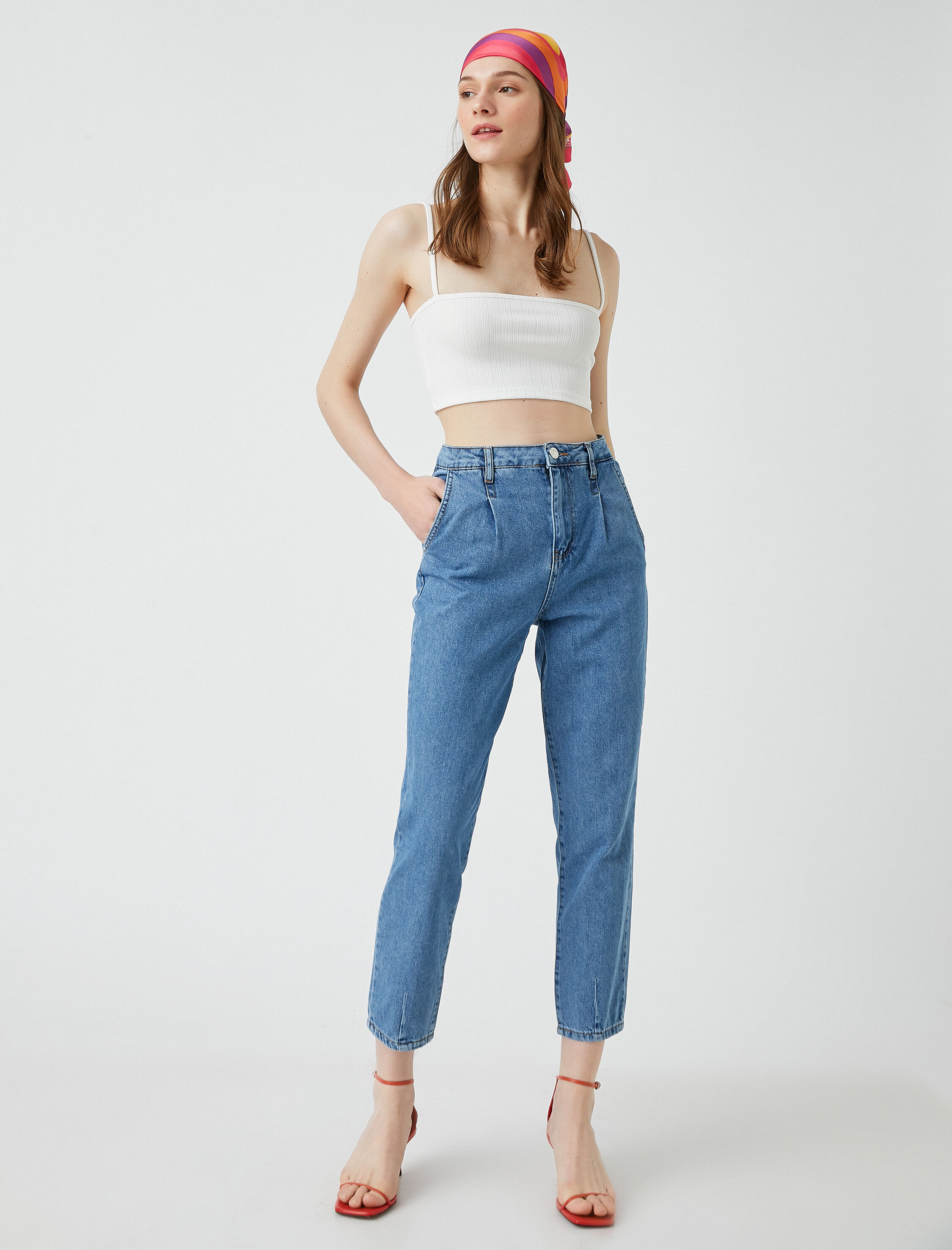   Mom Jean Kot Pantolon Yüksek Bel Cepli