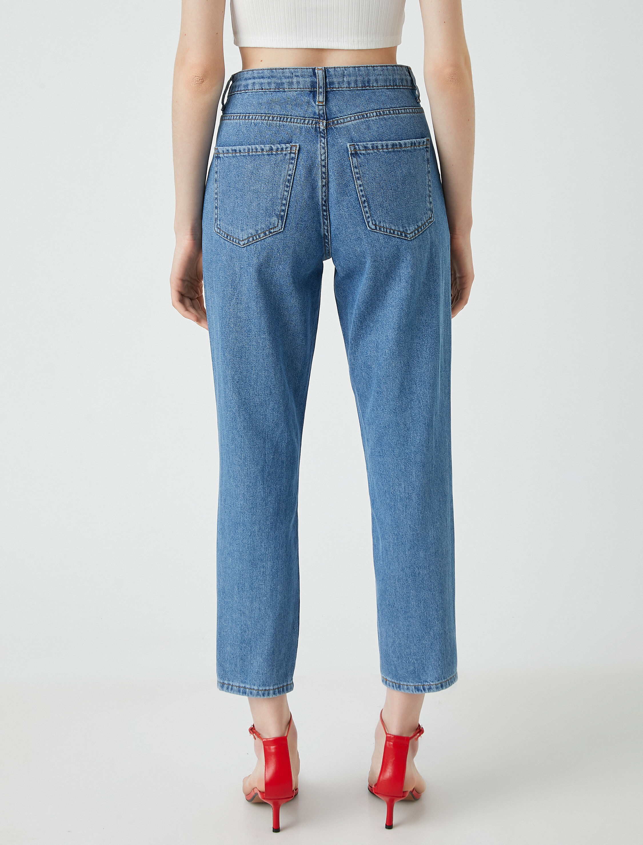   Mom Jean Kot Pantolon Yüksek Bel Cepli