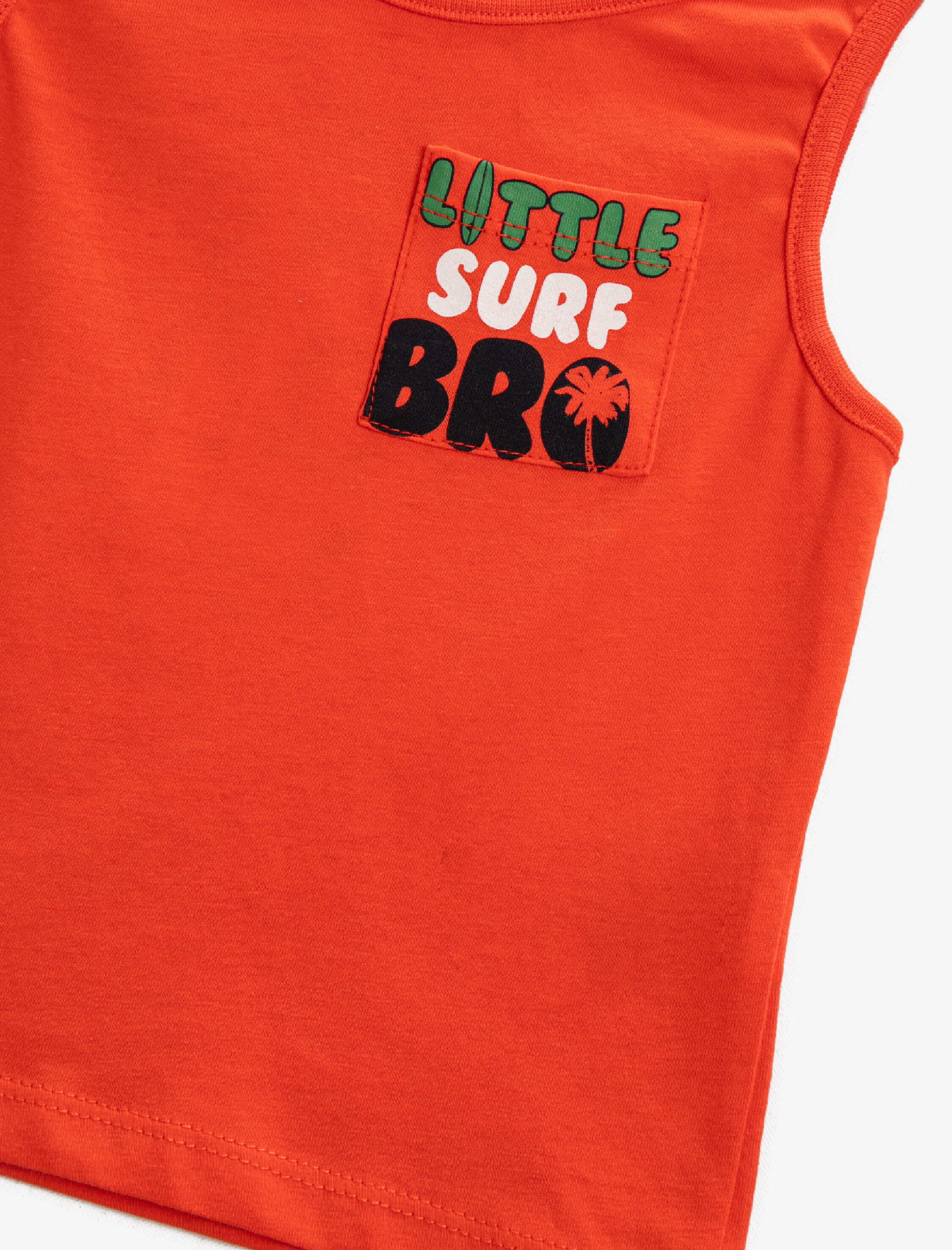  Erkek Bebek Cep Detaylı Atlet Bisiklet Yaka Pamuklu