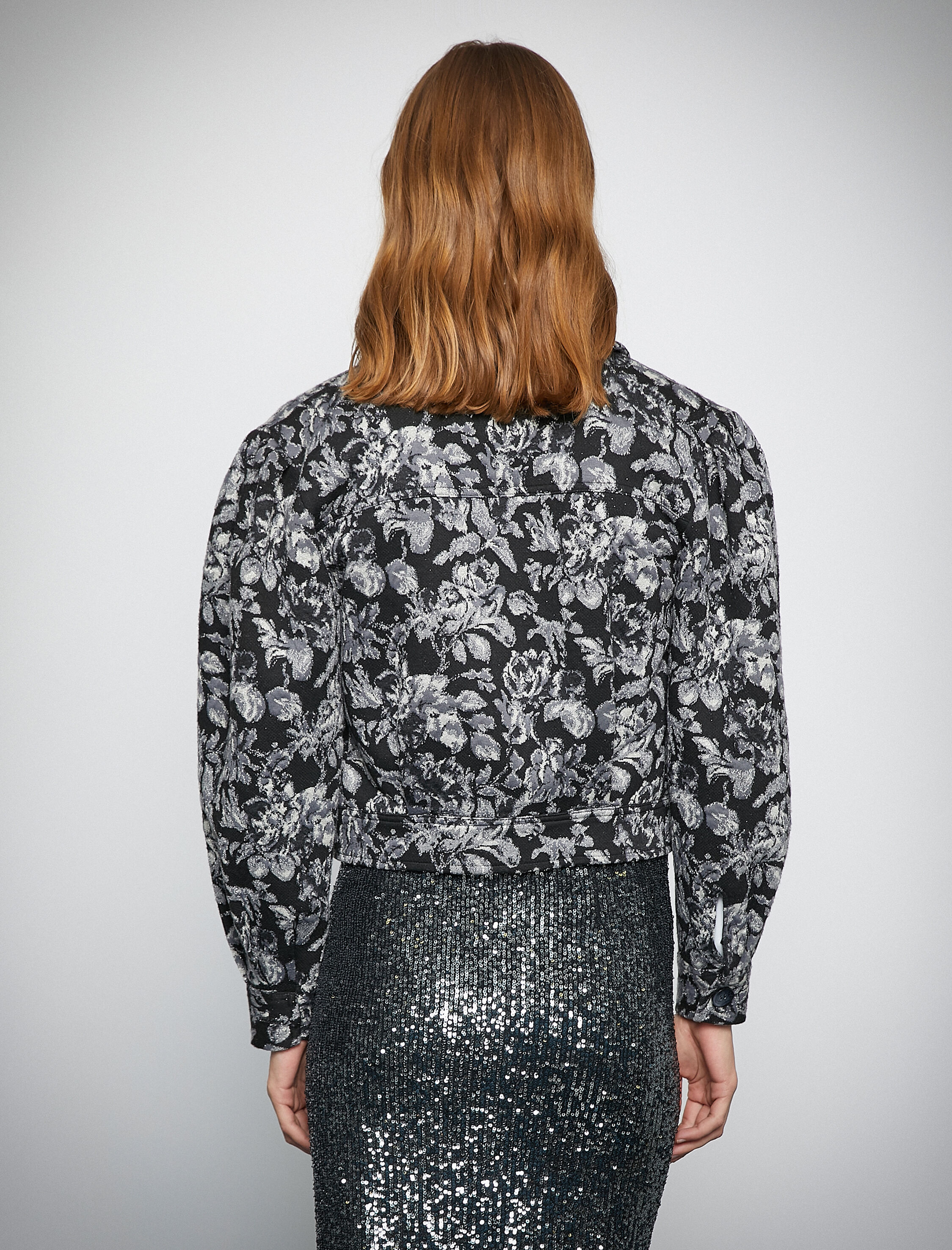   Melis Ağazat X Koton - Jakarlı Balon Kollu Crop Ceket