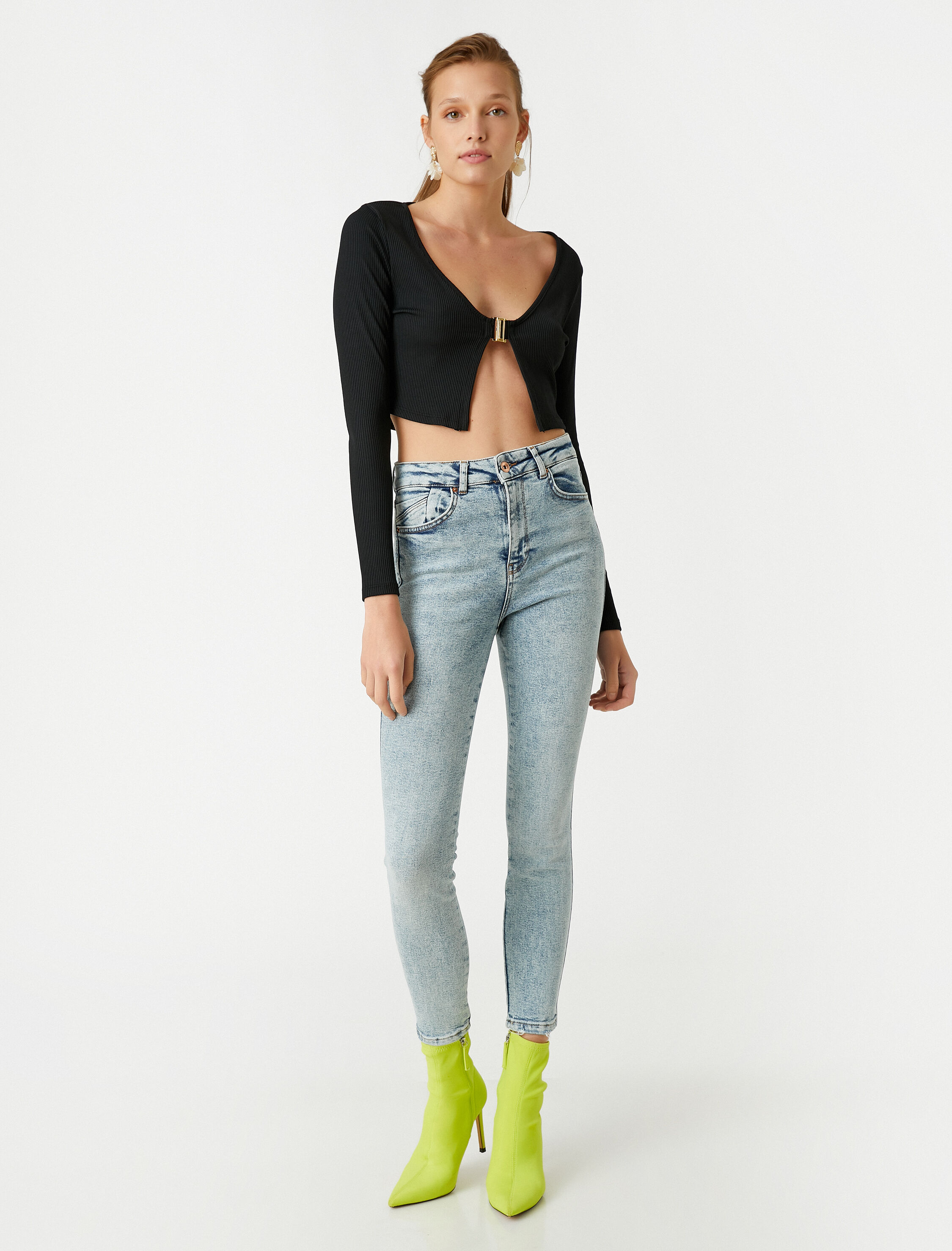   Kot Pantolon Dar Kesim Yüksek Bel Dar Paça - Carmen Jean