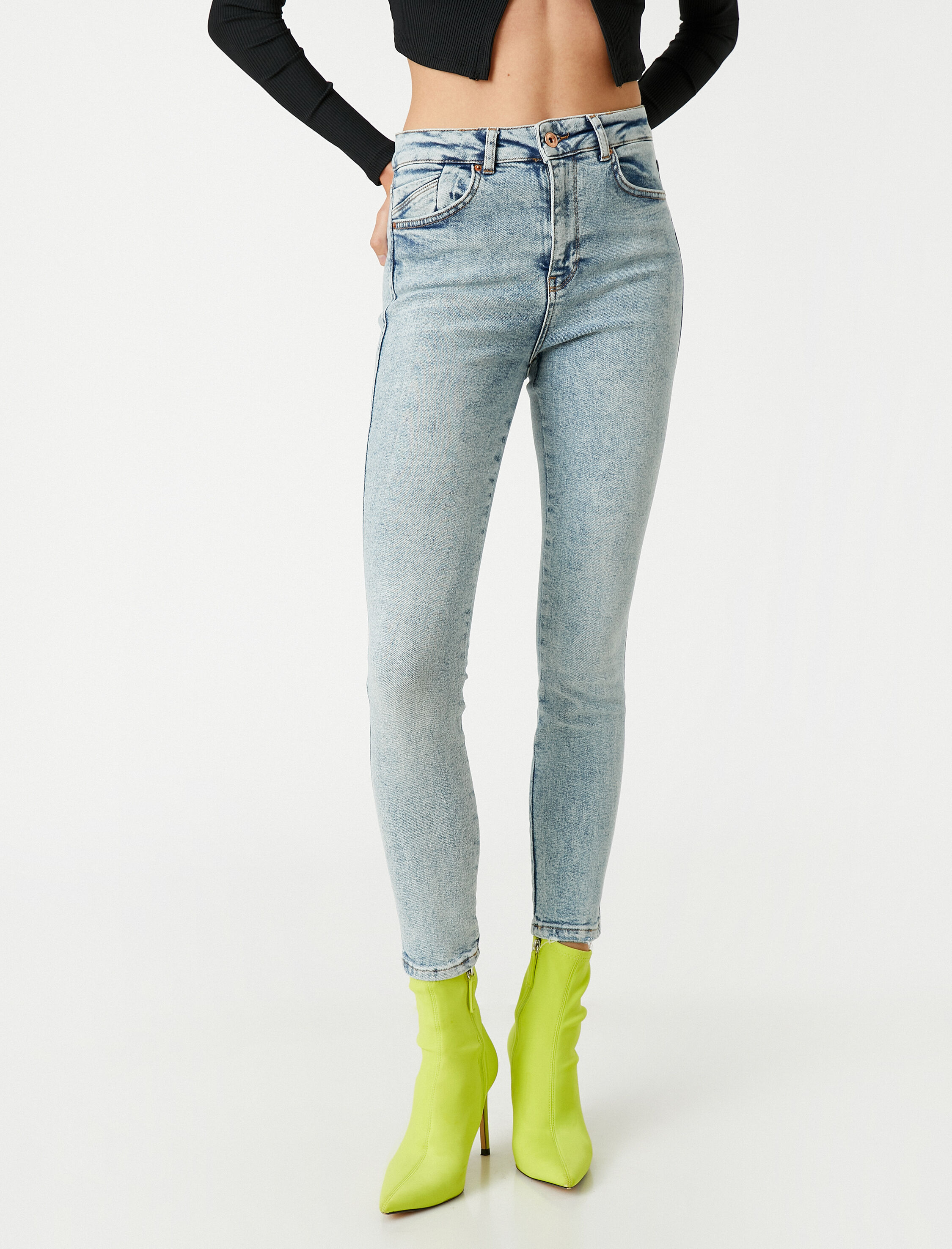   Kot Pantolon Dar Kesim Yüksek Bel Dar Paça - Carmen Jean